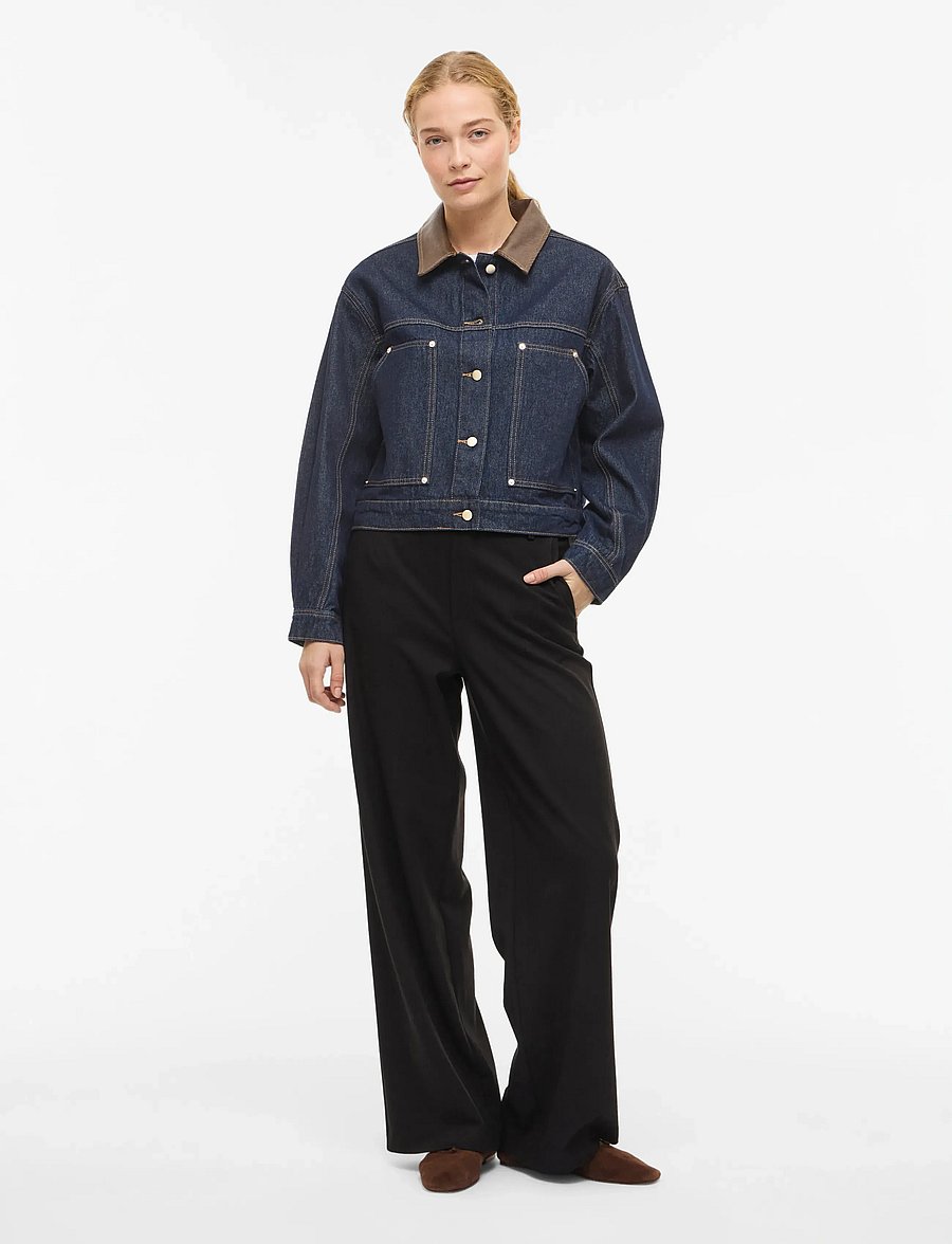Vila - VILOVA L/S COLLAR DENIM JAKCET DBD/BFS - vestes de printemps - dark blue denim - 4