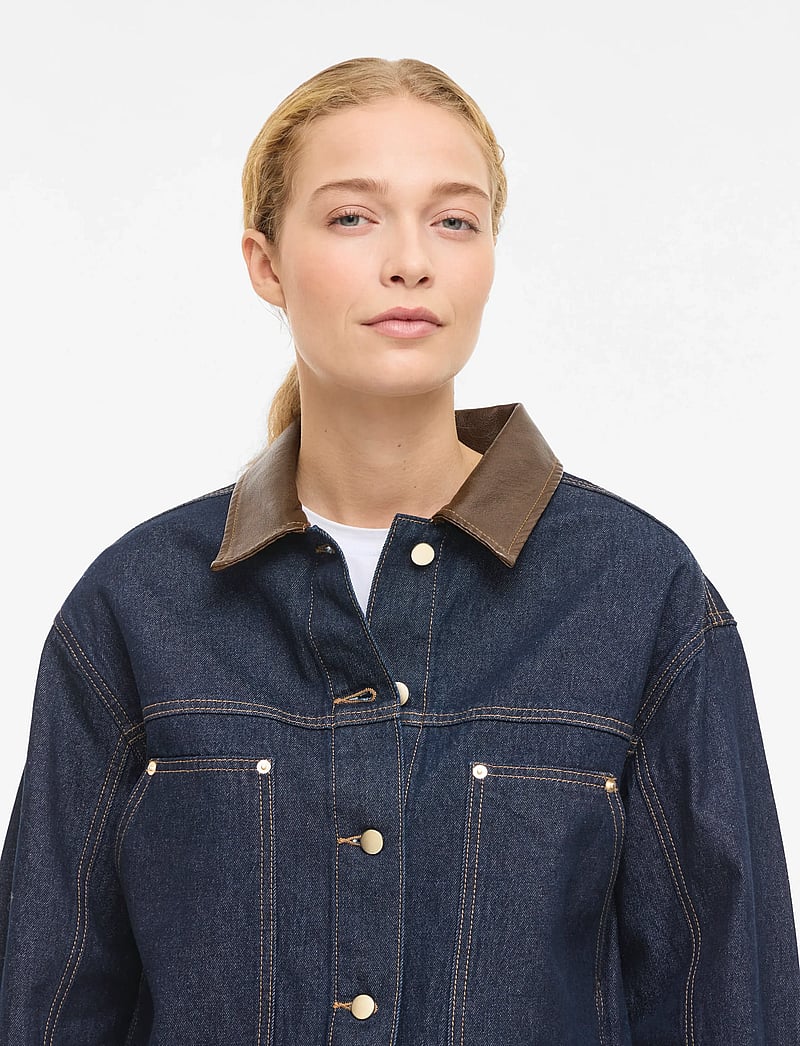 Vila - VILOVA L/S COLLAR DENIM JAKCET DBD/BFS - jeansjacken - dark blue denim - 5