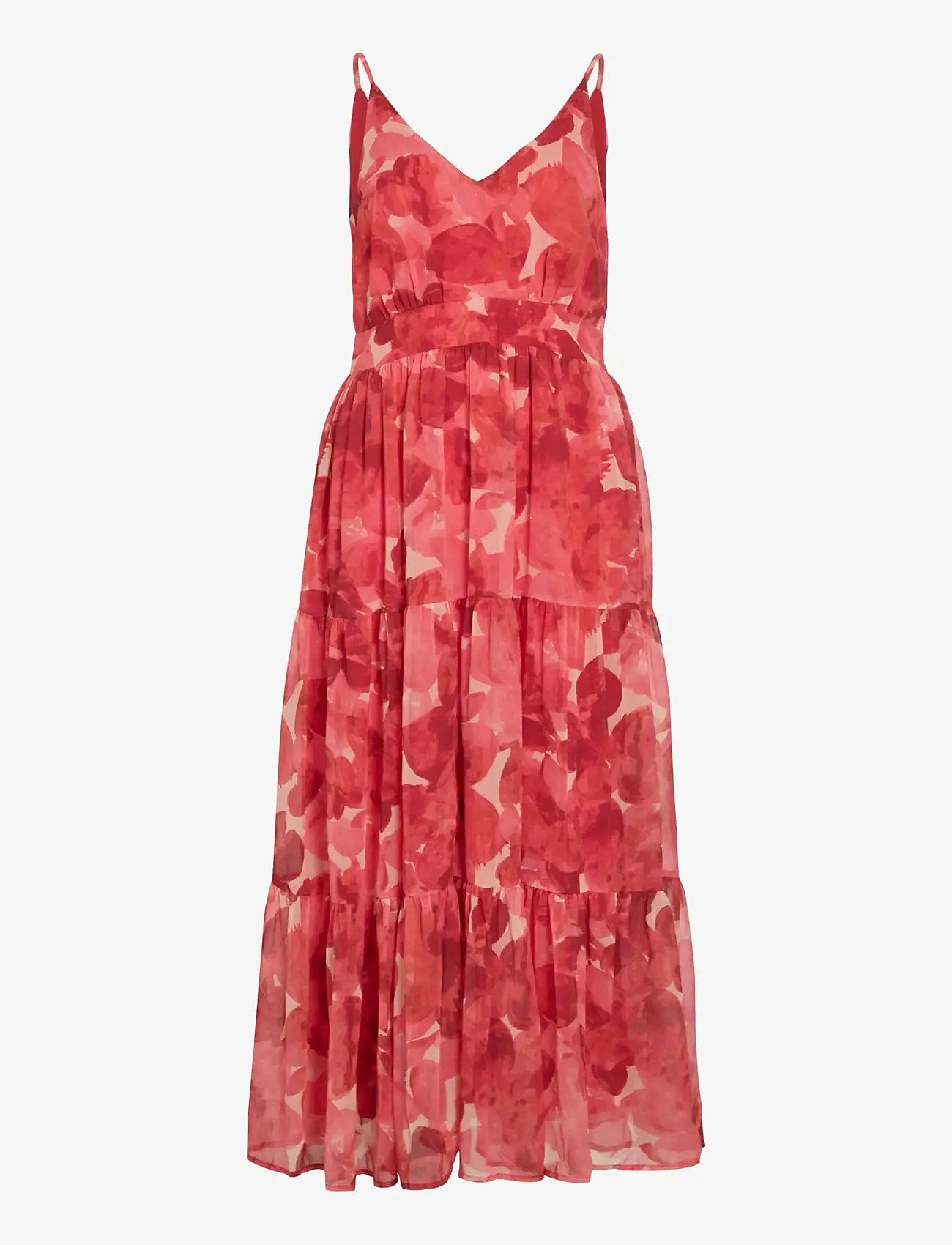 Vila - VIFLORIE S/L V-NECK ANKLE LAYER DRESS/DC - sommerkjoler - paprika - 1