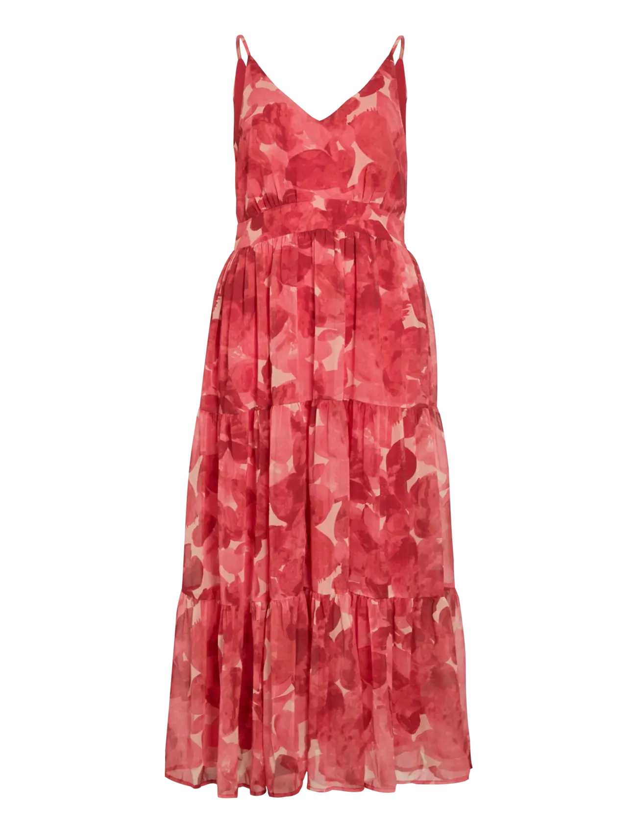 Vila VIFLORIE S/L V-NECK ANKLE LAYER DRESS/DC - Vila - PAPRIKA / red