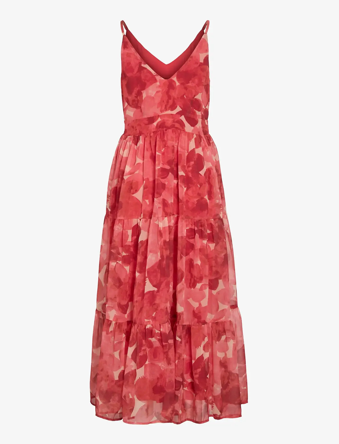 Vila - VIFLORIE S/L V-NECK ANKLE LAYER DRESS/DC - sommerkjoler - paprika - 2