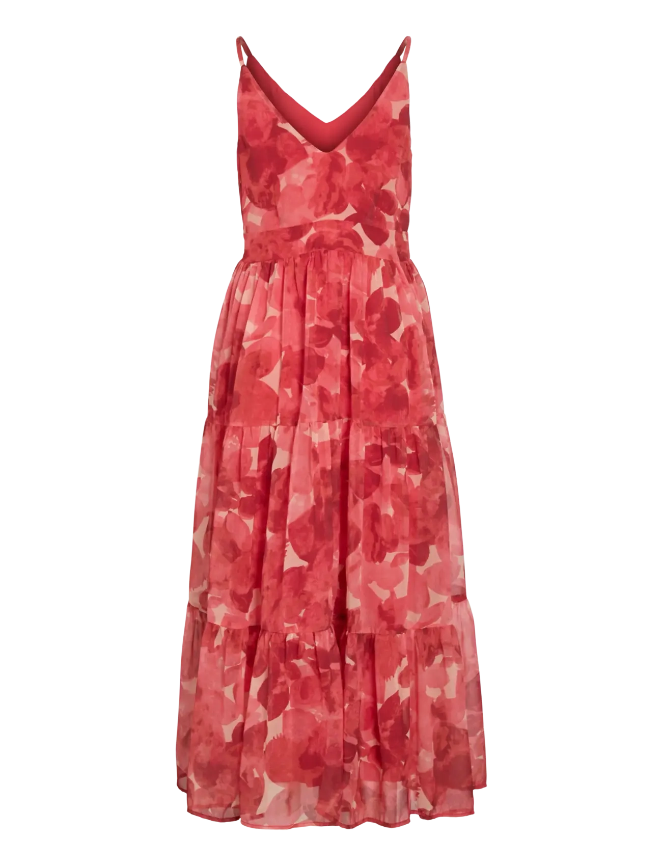 Vila - VIFLORIE S/L V-NECK ANKLE LAYER DRESS/DC - suvekleidid - paprika - 2