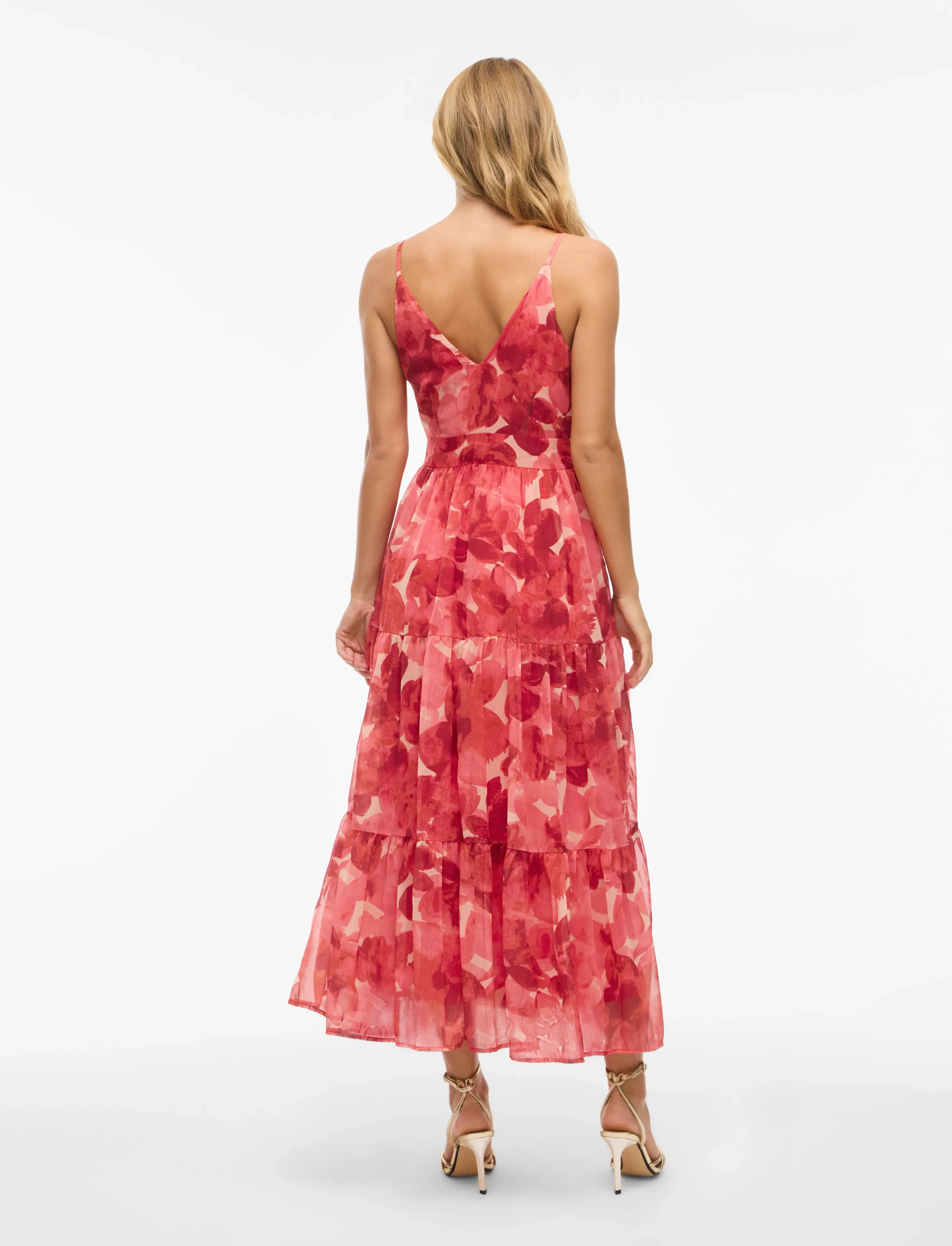 Vila - VIFLORIE S/L V-NECK ANKLE LAYER DRESS/DC - suvekleidid - paprika - 3
