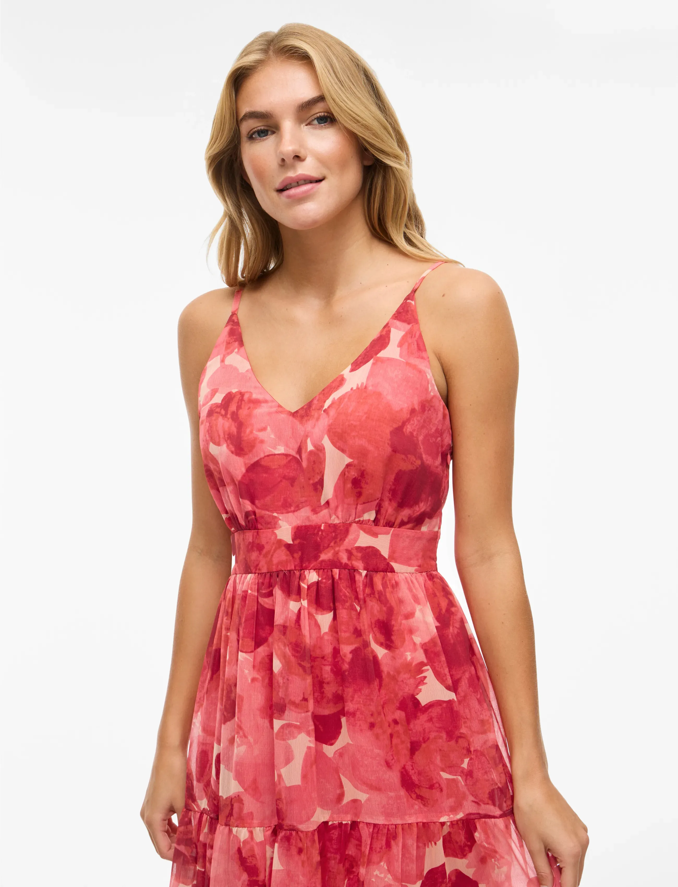Vila - VIFLORIE S/L V-NECK ANKLE LAYER DRESS/DC - suvekleidid - paprika - 5