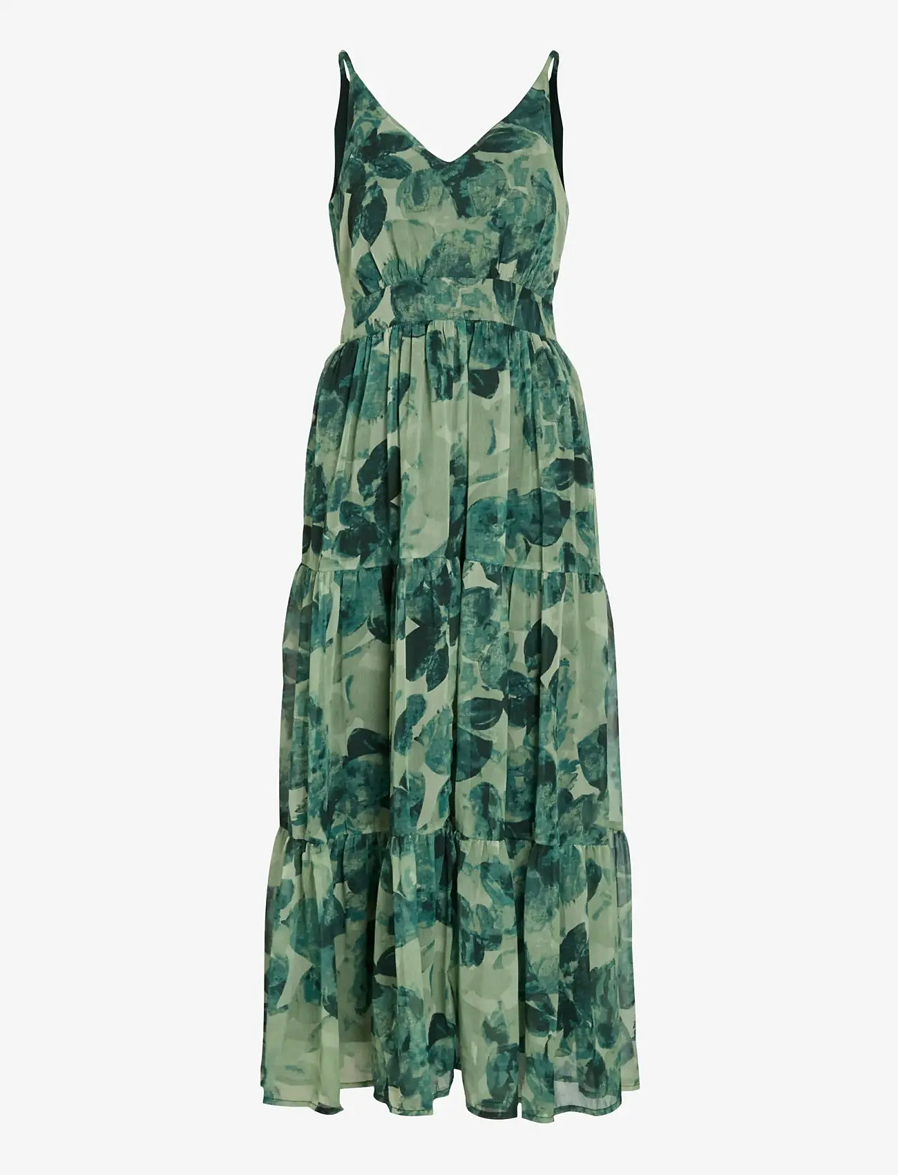 Vila - VIFLORIE S/L V-NECK ANKLE LAYER DRESS/DC - sommerkjoler - scarab - 1