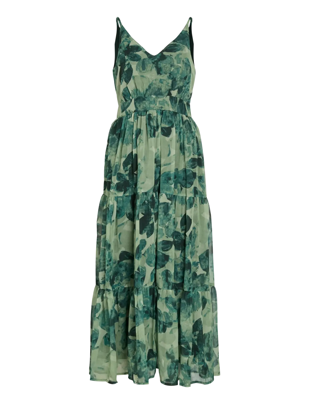 Vila VIFLORIE S/L V-NECK ANKLE LAYER DRESS/DC - Vila - SCARAB / green