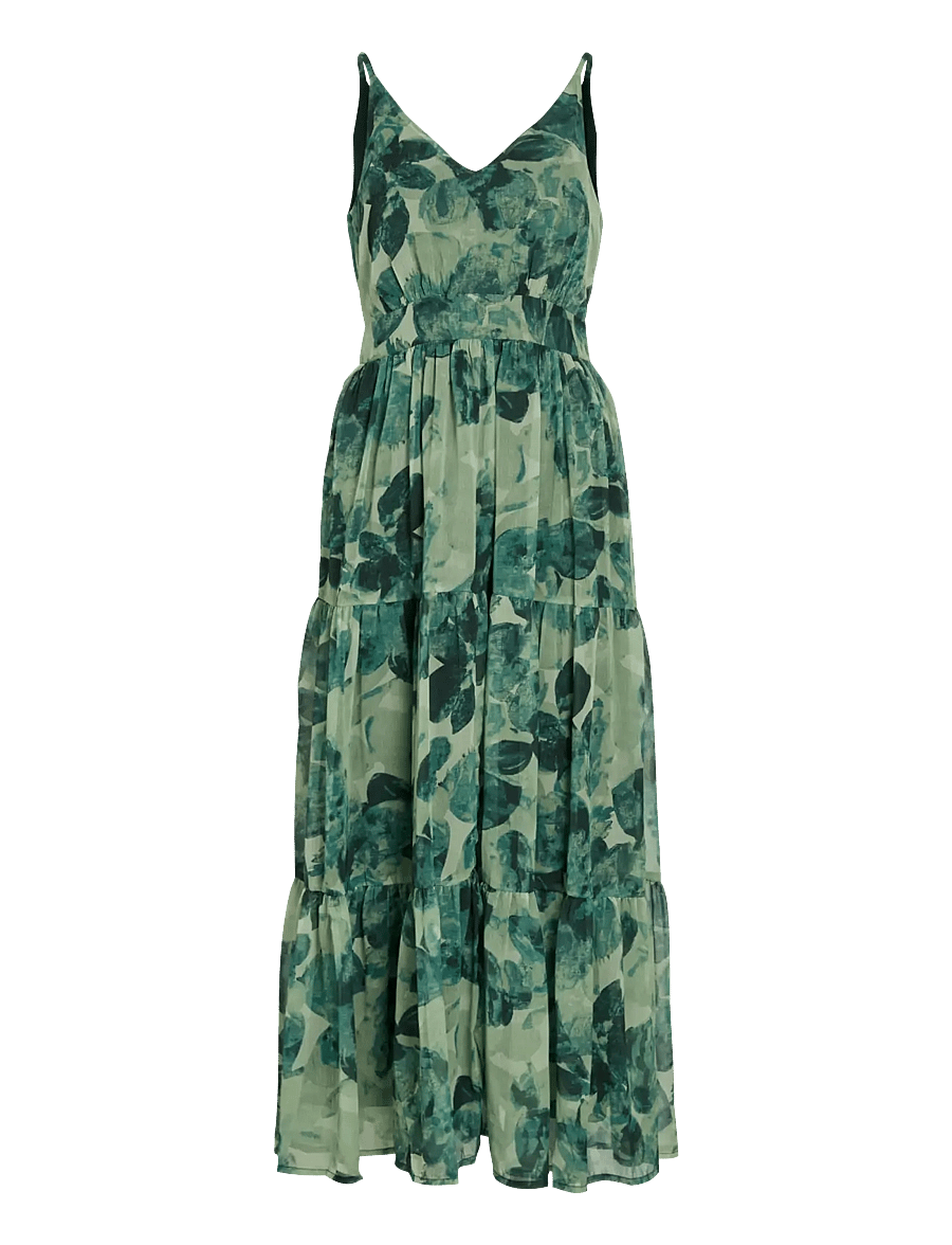 Vila - VIFLORIE S/L V-NECK ANKLE LAYER DRESS/DC - sommerkleider - scarab - 1