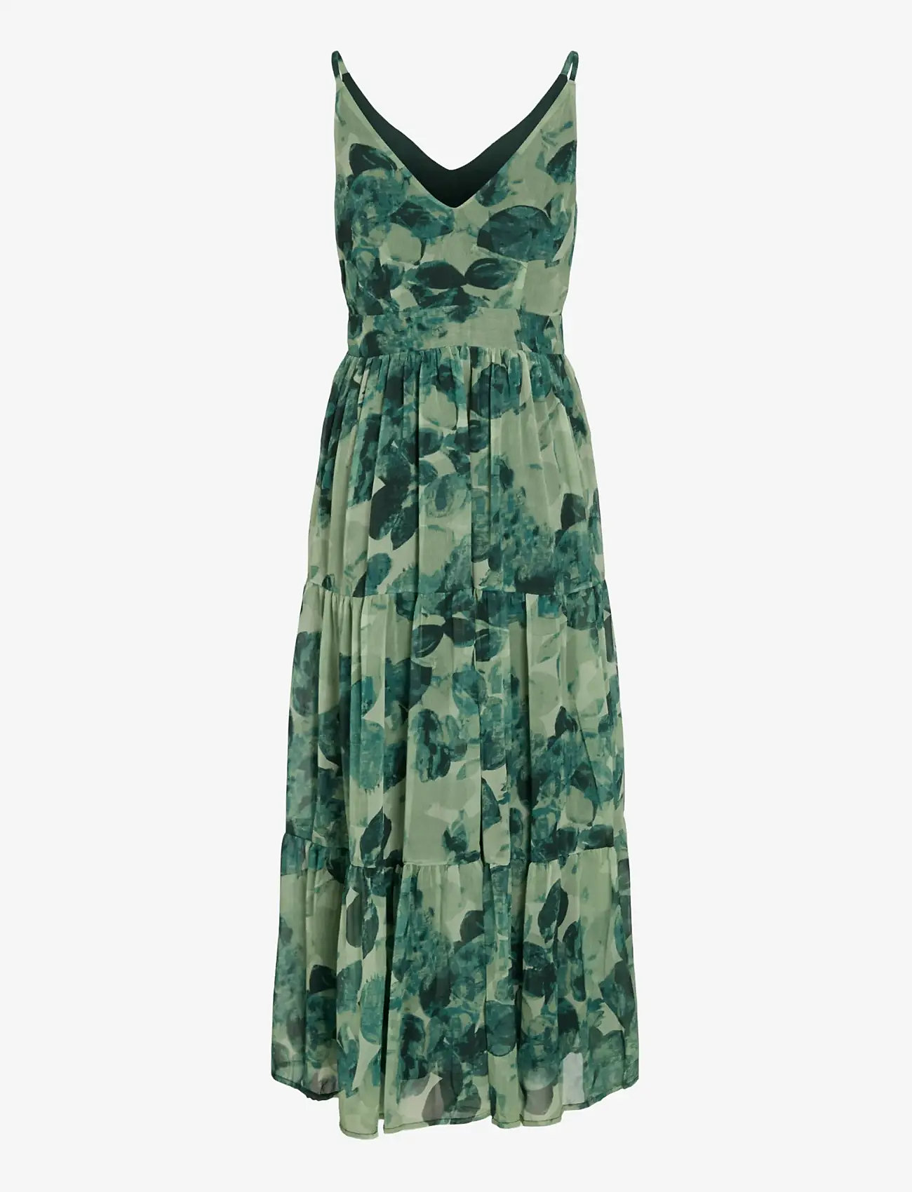 Vila - VIFLORIE S/L V-NECK ANKLE LAYER DRESS/DC - sommerkjoler - scarab - 2