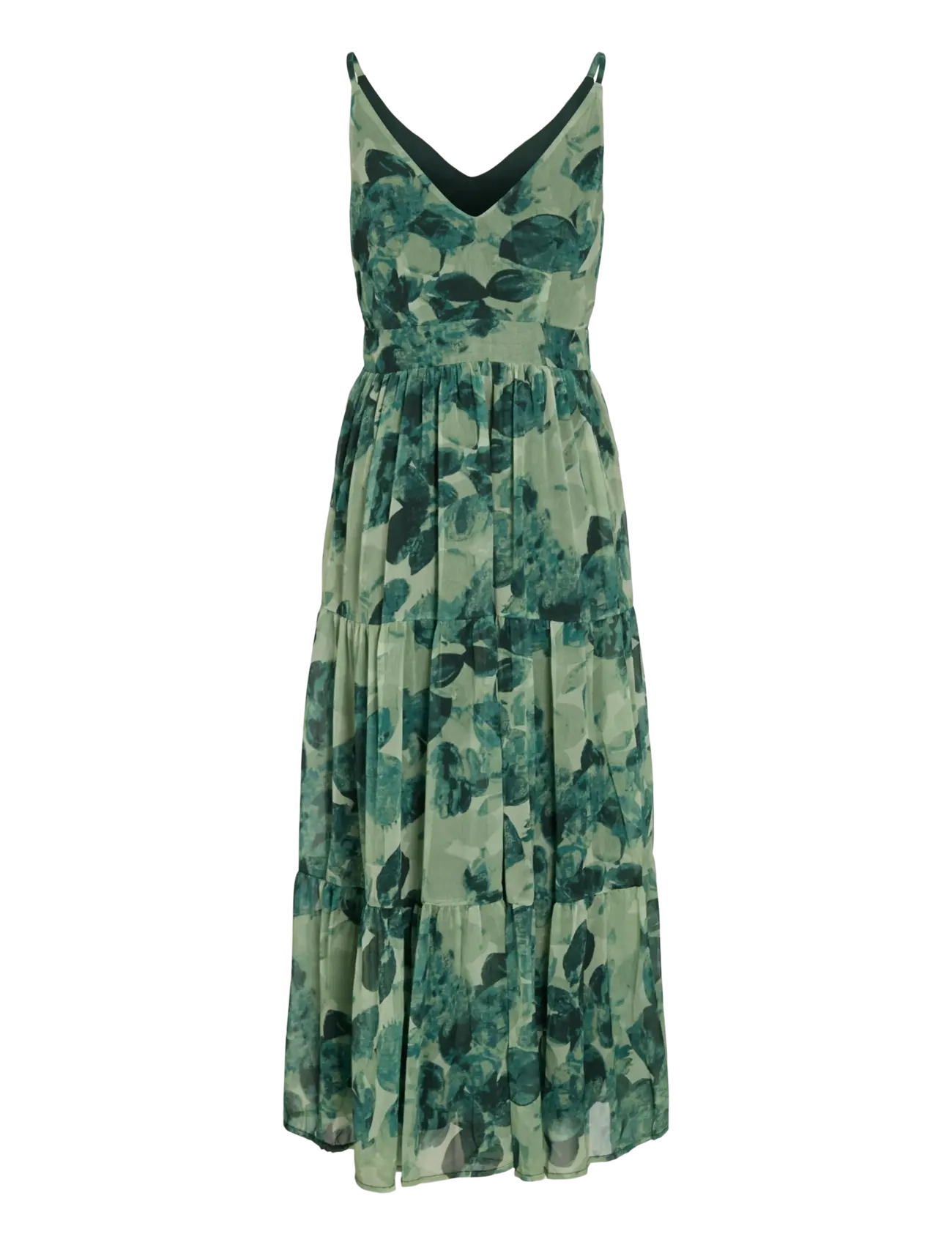 Vila - VIFLORIE S/L V-NECK ANKLE LAYER DRESS/DC - suvekleidid - scarab - 2