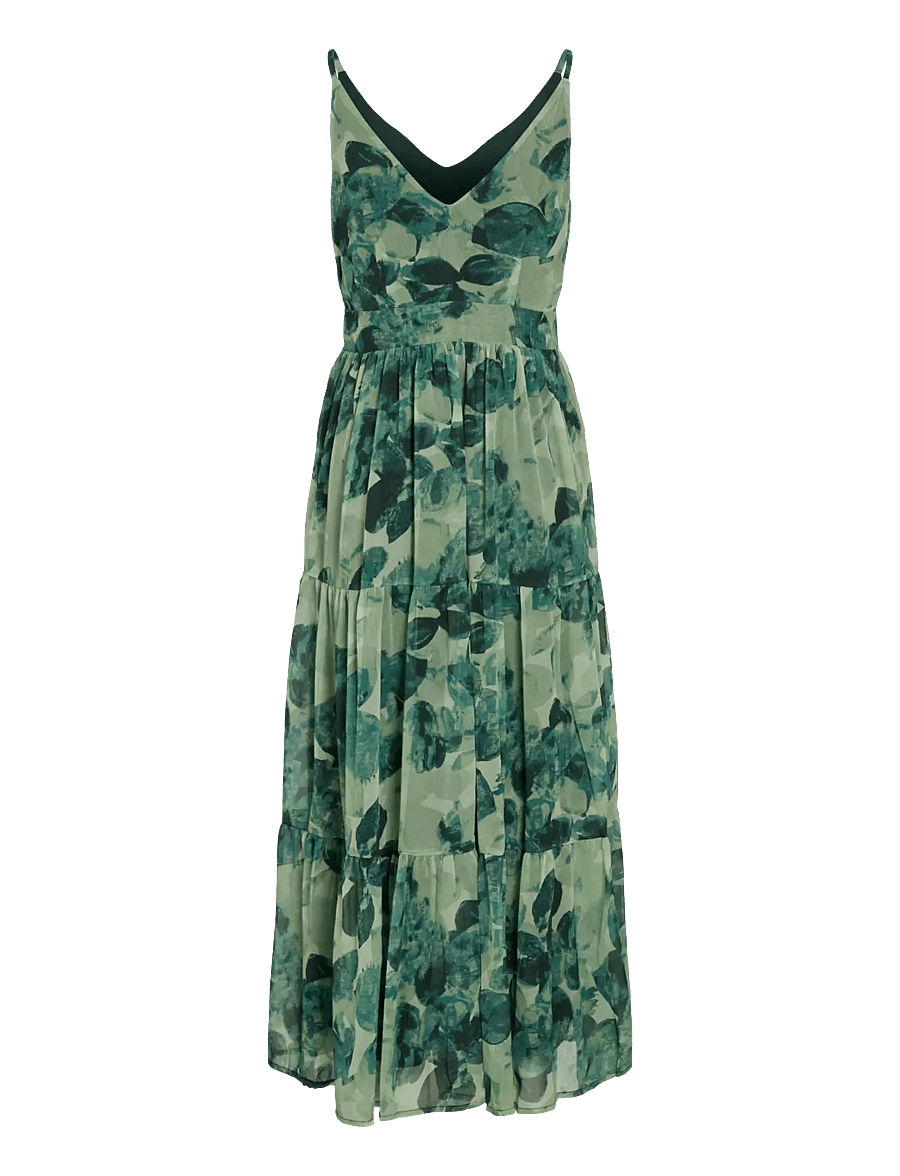 Vila - VIFLORIE S/L V-NECK ANKLE LAYER DRESS/DC - sommerkleider - scarab - 2