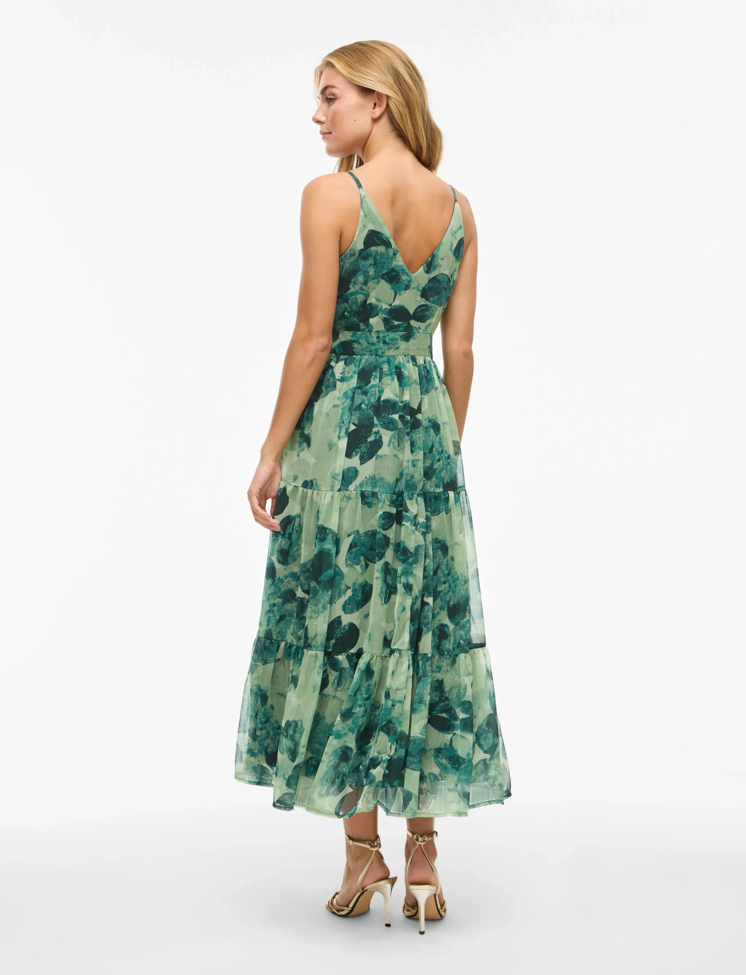 Vila - VIFLORIE S/L V-NECK ANKLE LAYER DRESS/DC - suvekleidid - scarab - 3