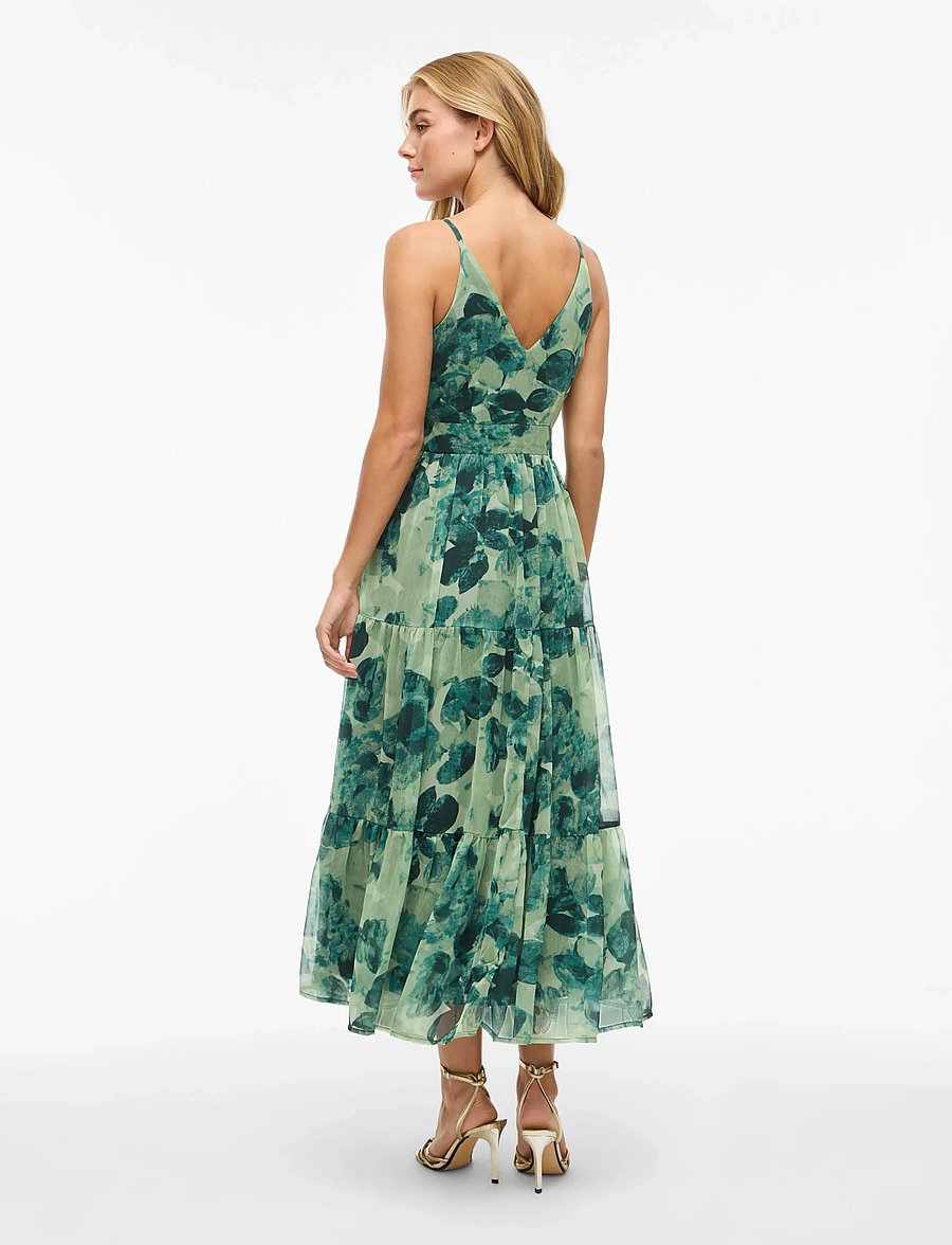 Vila - VIFLORIE S/L V-NECK ANKLE LAYER DRESS/DC - sommerkleider - scarab - 3
