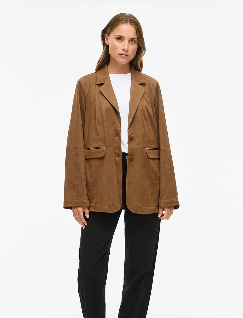 Vila - VIHENA LOOSE BLAZER /LN - enkeltradede blazere - argan oil - 0