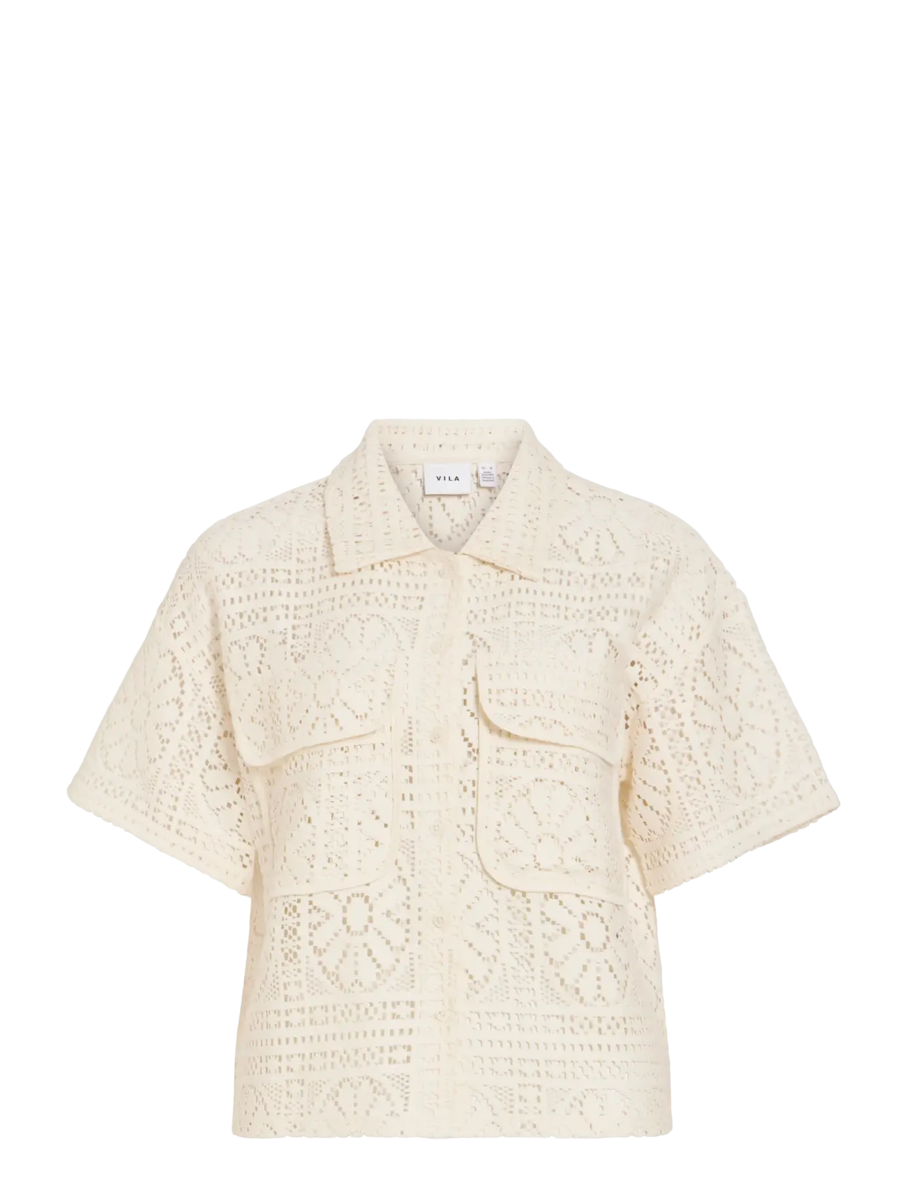 Vila VIMERINDA 2/4 SHIRT/VOL/1 - Flash-päivät - BIRCH / cream