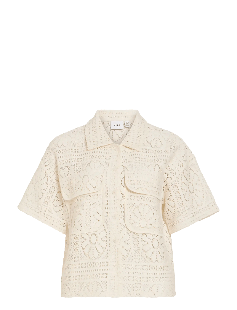 Vila - VIMERINDA 2/4 SHIRT/VOL/1 - lühikeste varrukatega särgid - birch - 1