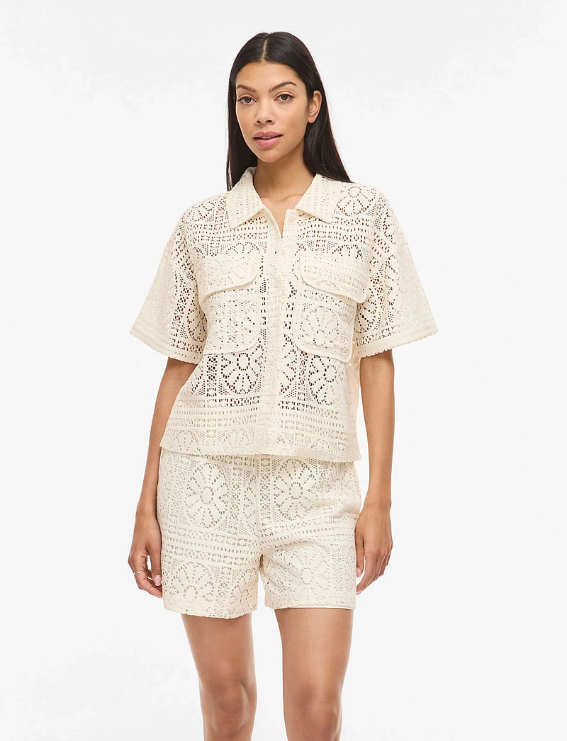 Vila - VIMERINDA 2/4 SHIRT/VOL/1 - lühikeste varrukatega särgid - birch - 0