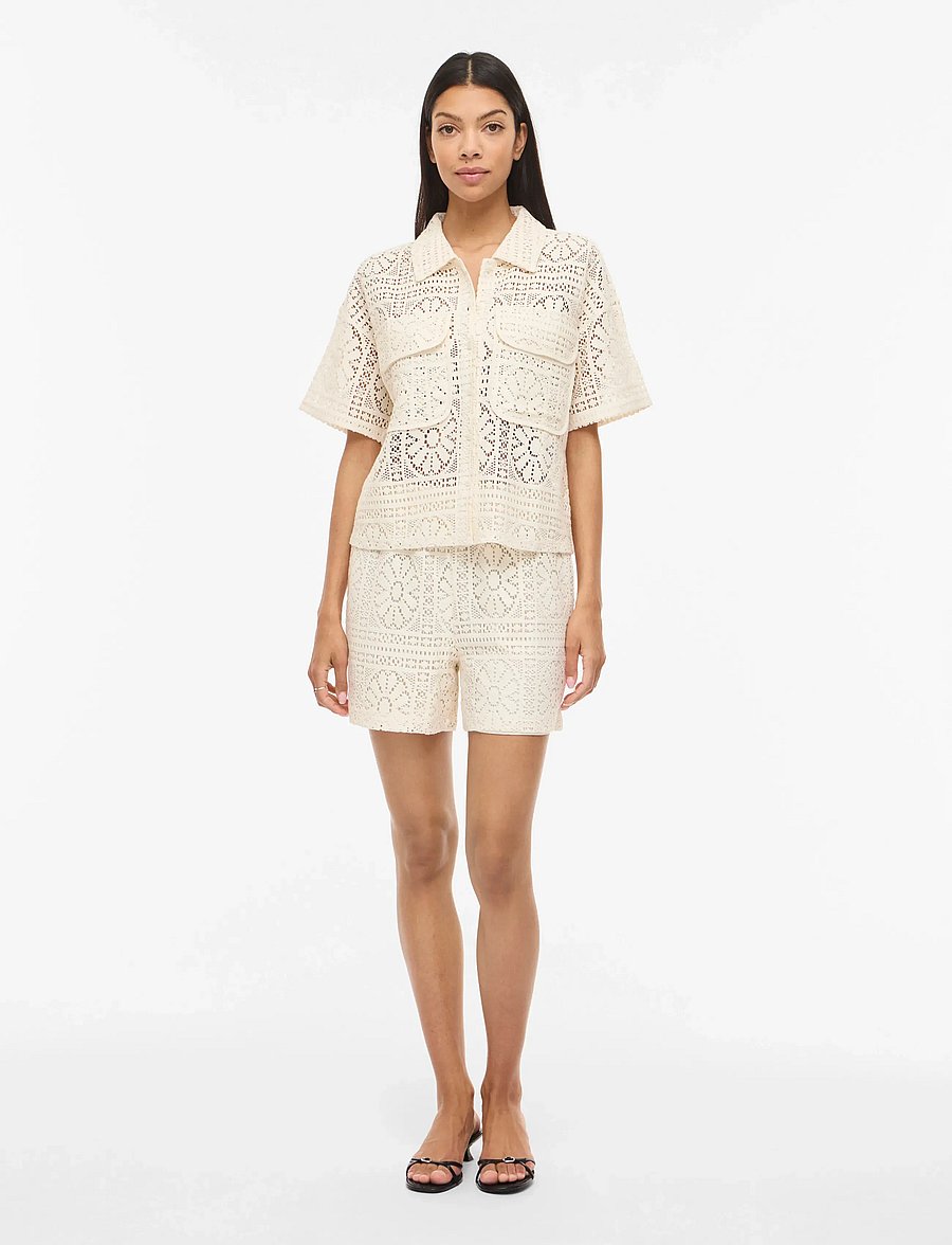 Vila - VIMERINDA 2/4 SHIRT/VOL/1 - lühikeste varrukatega särgid - birch - 4