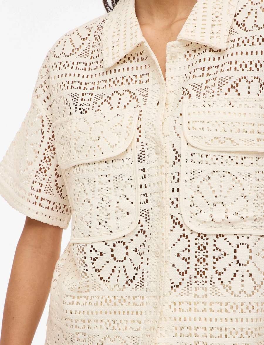 Vila - VIMERINDA 2/4 SHIRT/VOL/1 - lühikeste varrukatega särgid - birch - 5