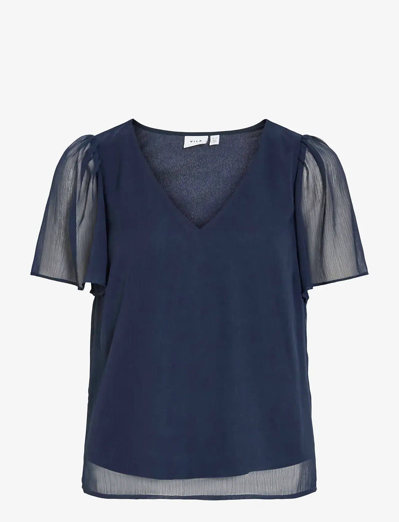 Vila - VIFALIA V-NECK S/S TOP - NOOS - lühikeste varrukatega pluusid - navy blazer - 1