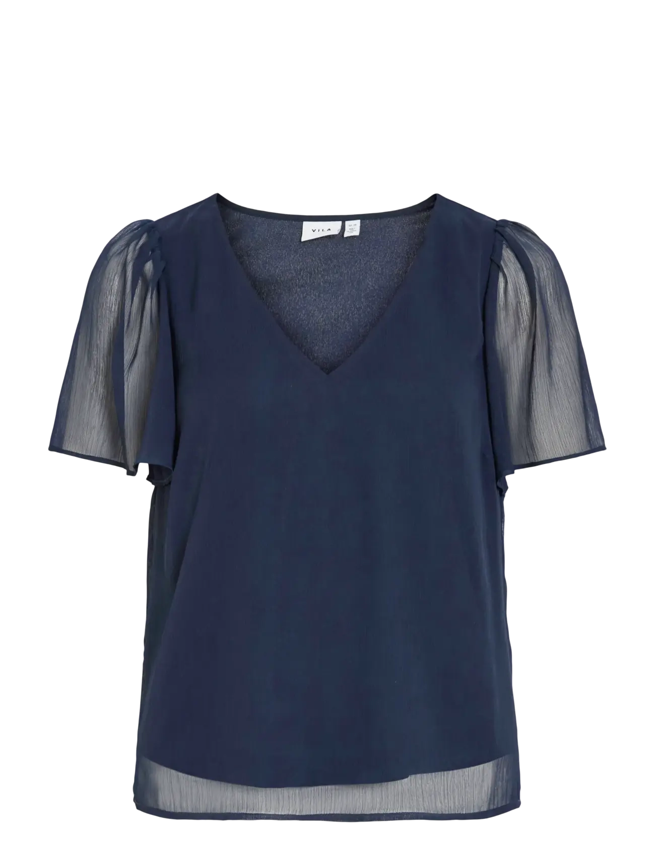 Vila VIFALIA V-NECK S/S TOP - NOOS - Blouses & Shirts - NAVY BLAZER / navy
