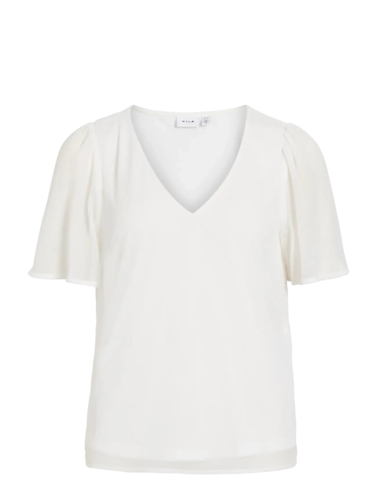 Vila VIFALIA V-NECK S/S TOP - NOOS - Blouses & Shirts - SNOW WHITE / cream