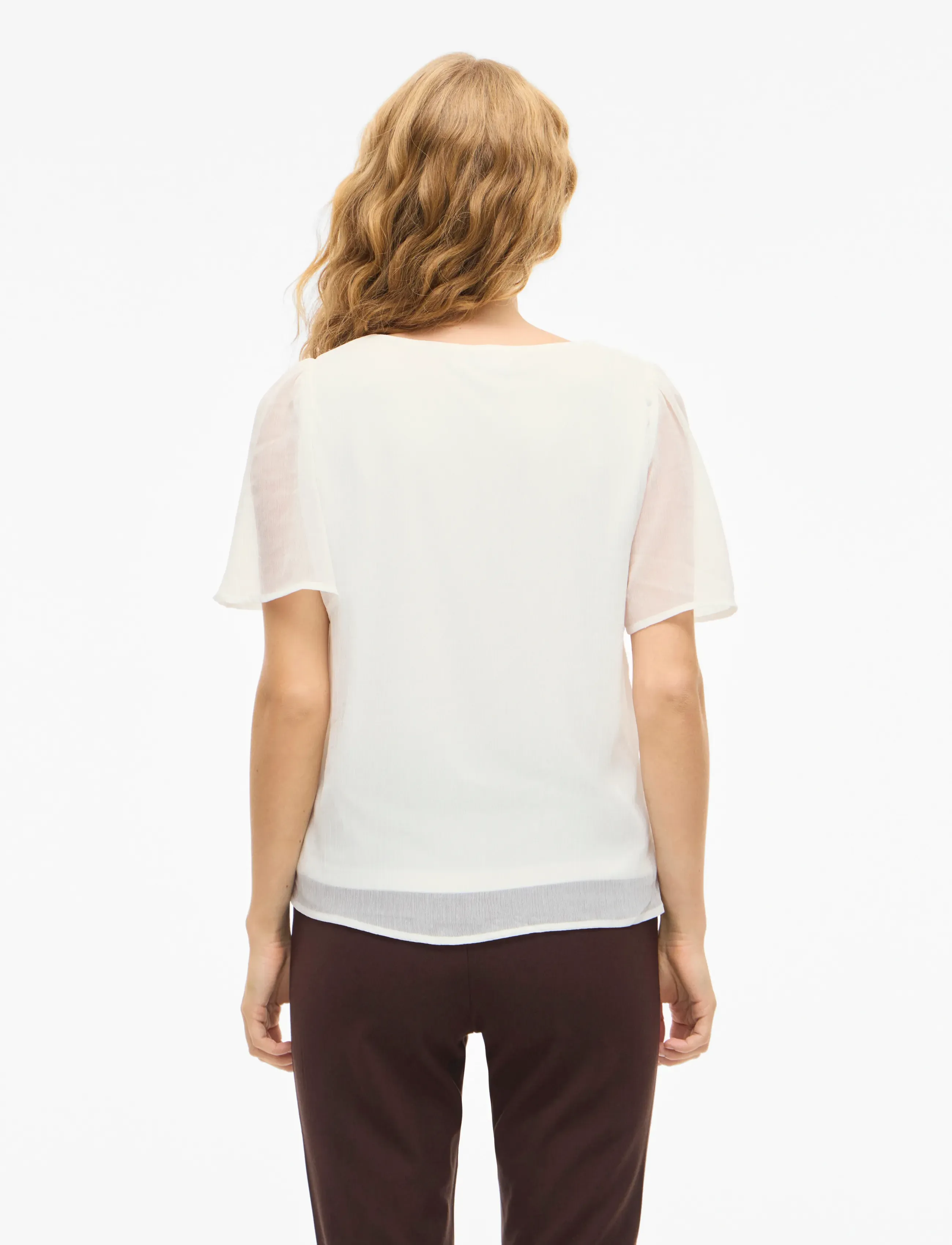 Vila - VIFALIA V-NECK S/S TOP 1 - short-sleeved blouses - snow white - 3