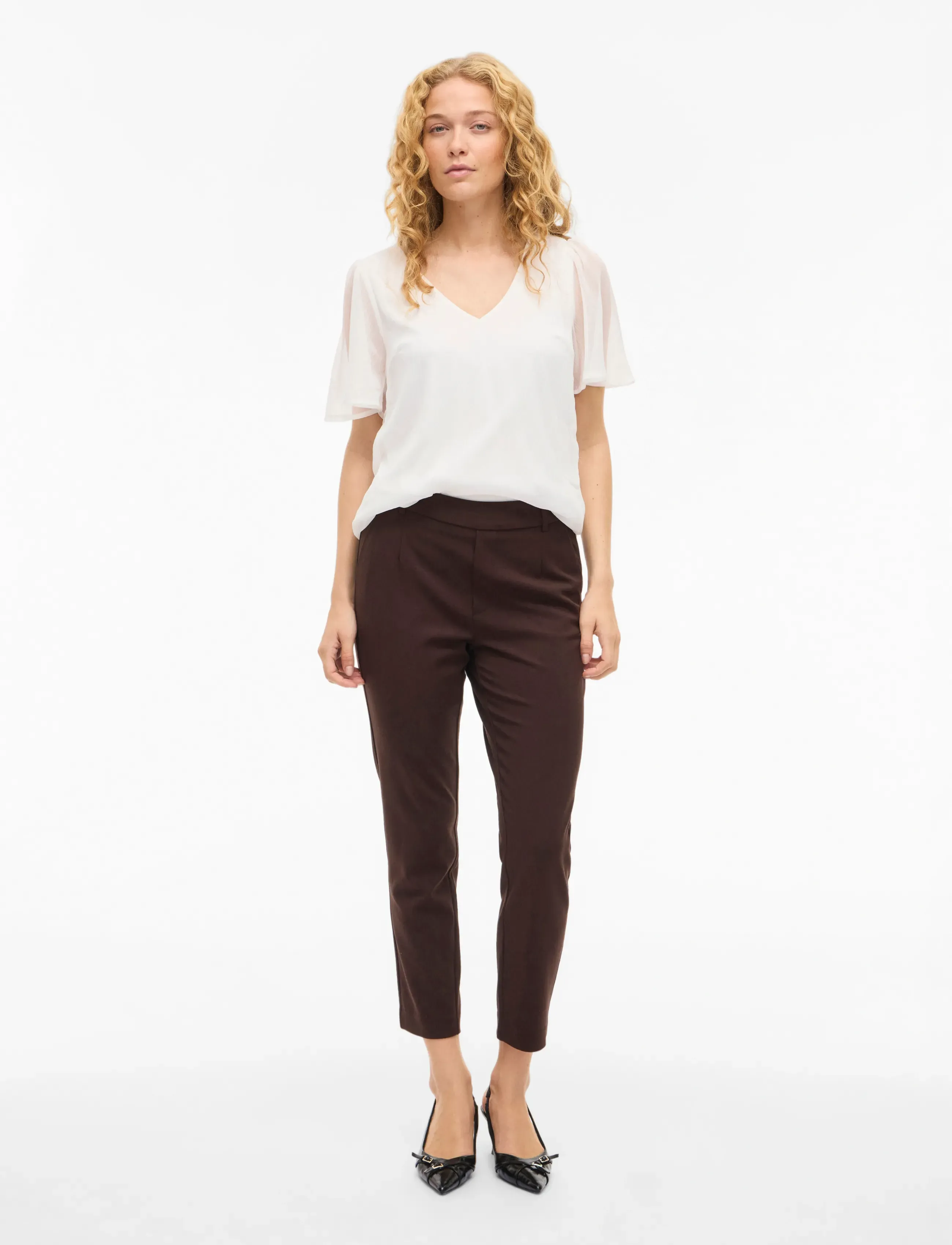 Vila - VIFALIA V-NECK S/S TOP 1 - short-sleeved blouses - snow white - 4