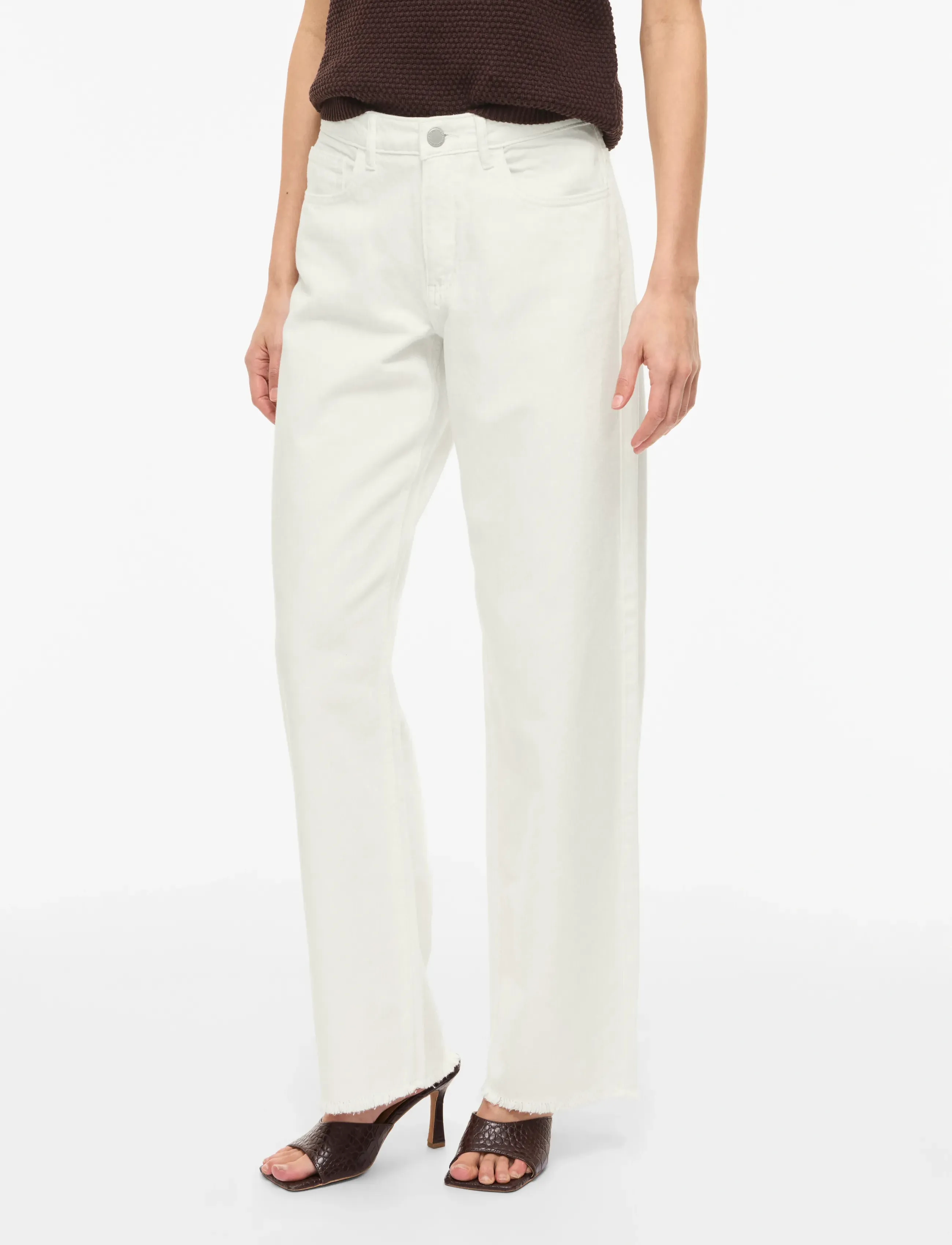 Vila VIPALMA RW WIDE JEANS WHITE PAL246 - Transitional Layering - SNOW WHITE / cream