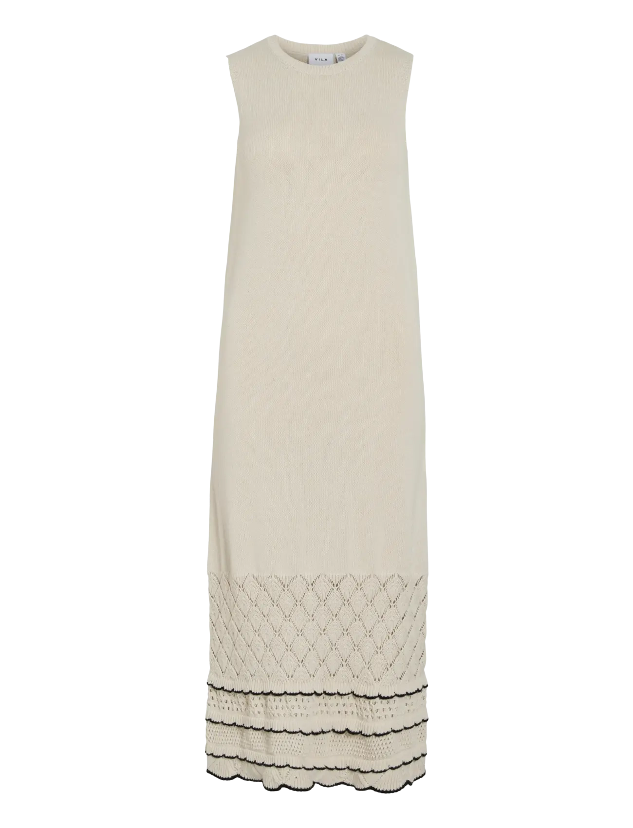 Vila VIZINNIA S/L DETAIL LONG KNIT DRESS - Stickade klänningar - BIRCH / black