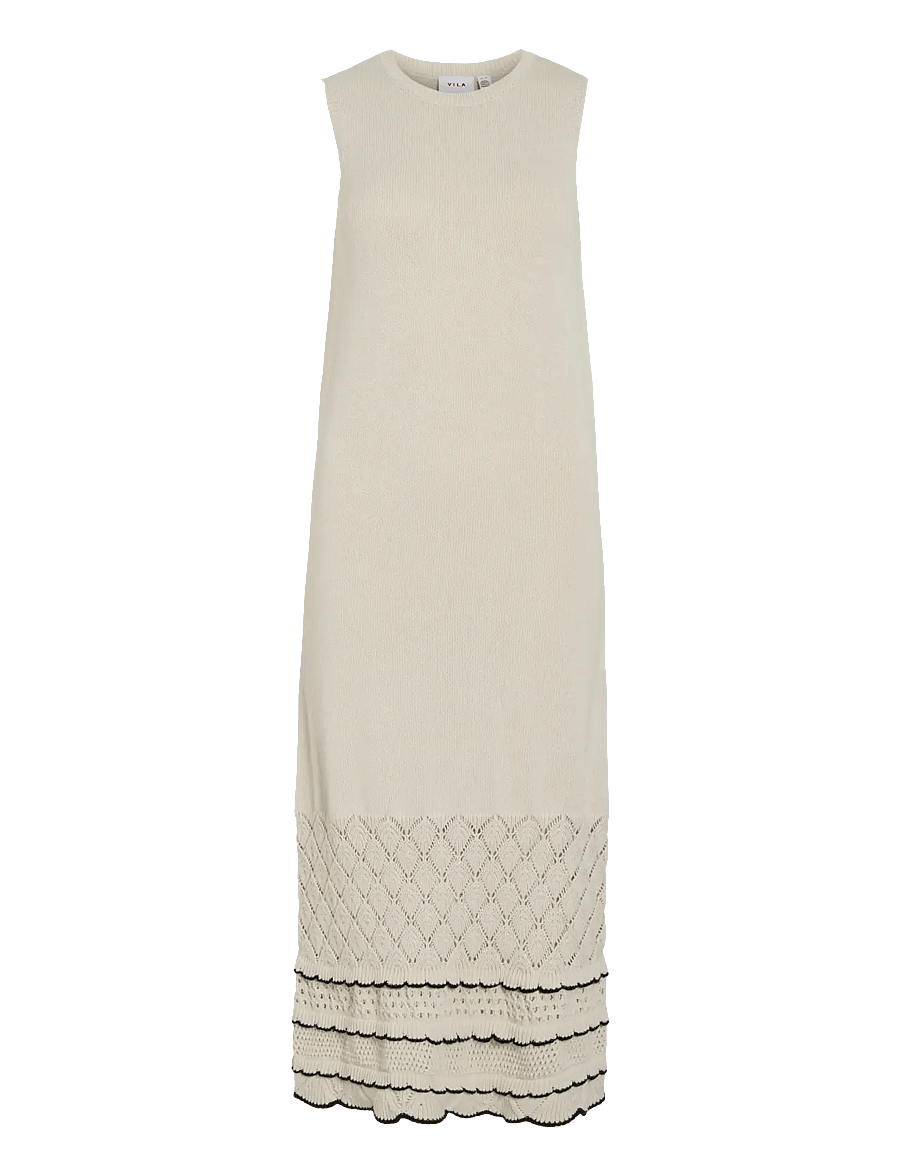 Vila - VIZINNIA S/L DETAIL LONG KNIT DRESS - strikkjoler - birch - 1