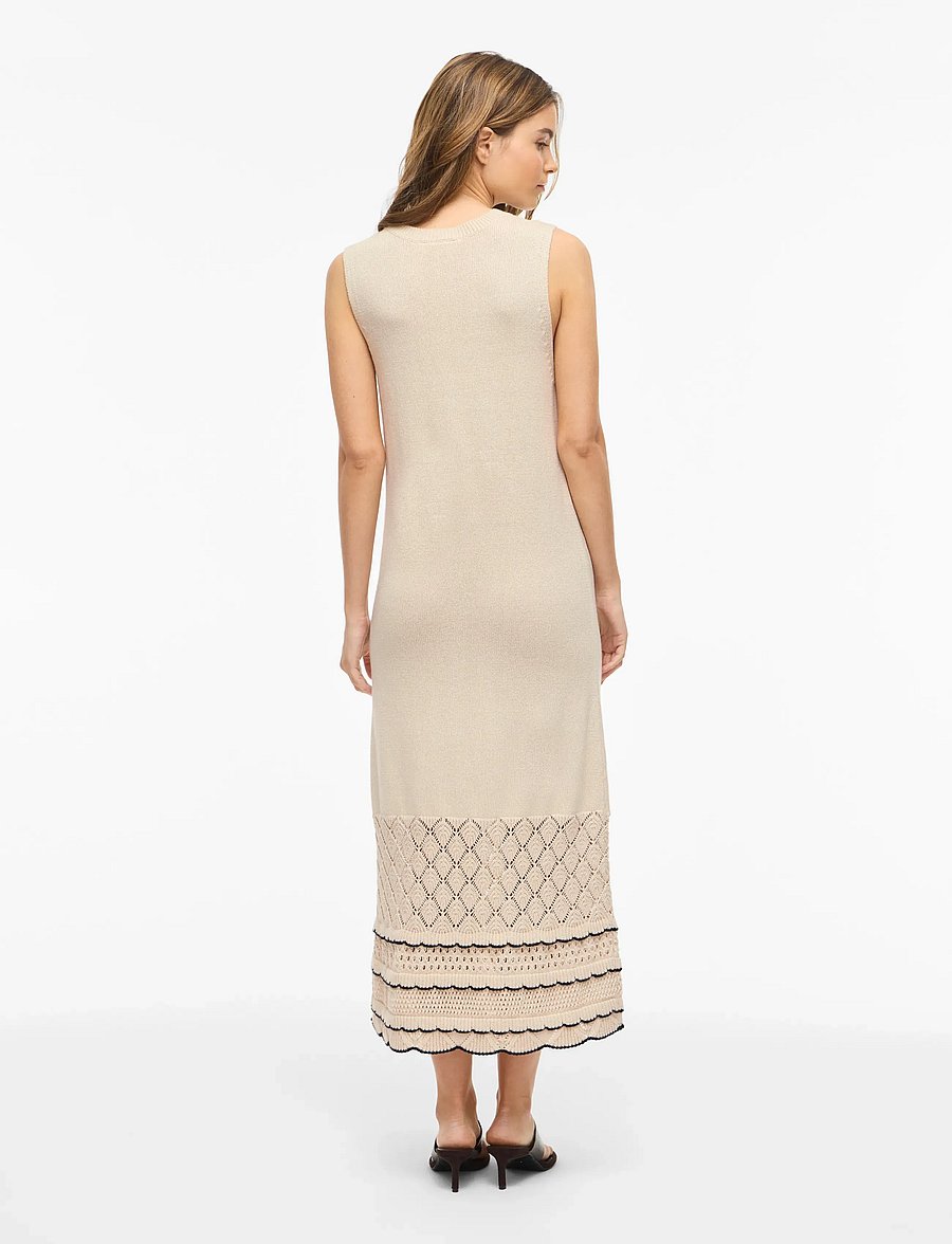 Vila - VIZINNIA S/L DETAIL LONG KNIT DRESS - strikkjoler - birch - 3