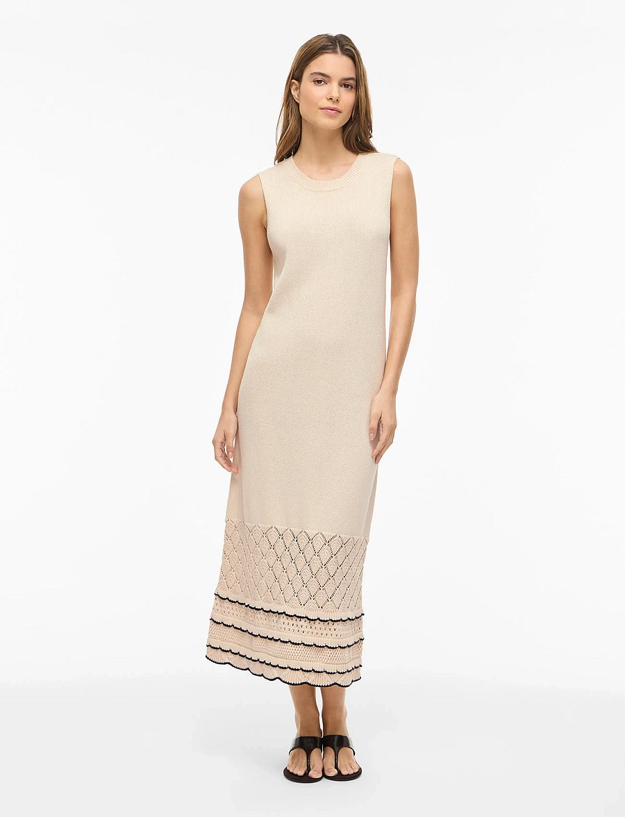 Vila - VIZINNIA S/L DETAIL LONG KNIT DRESS - strikkjoler - birch - 4