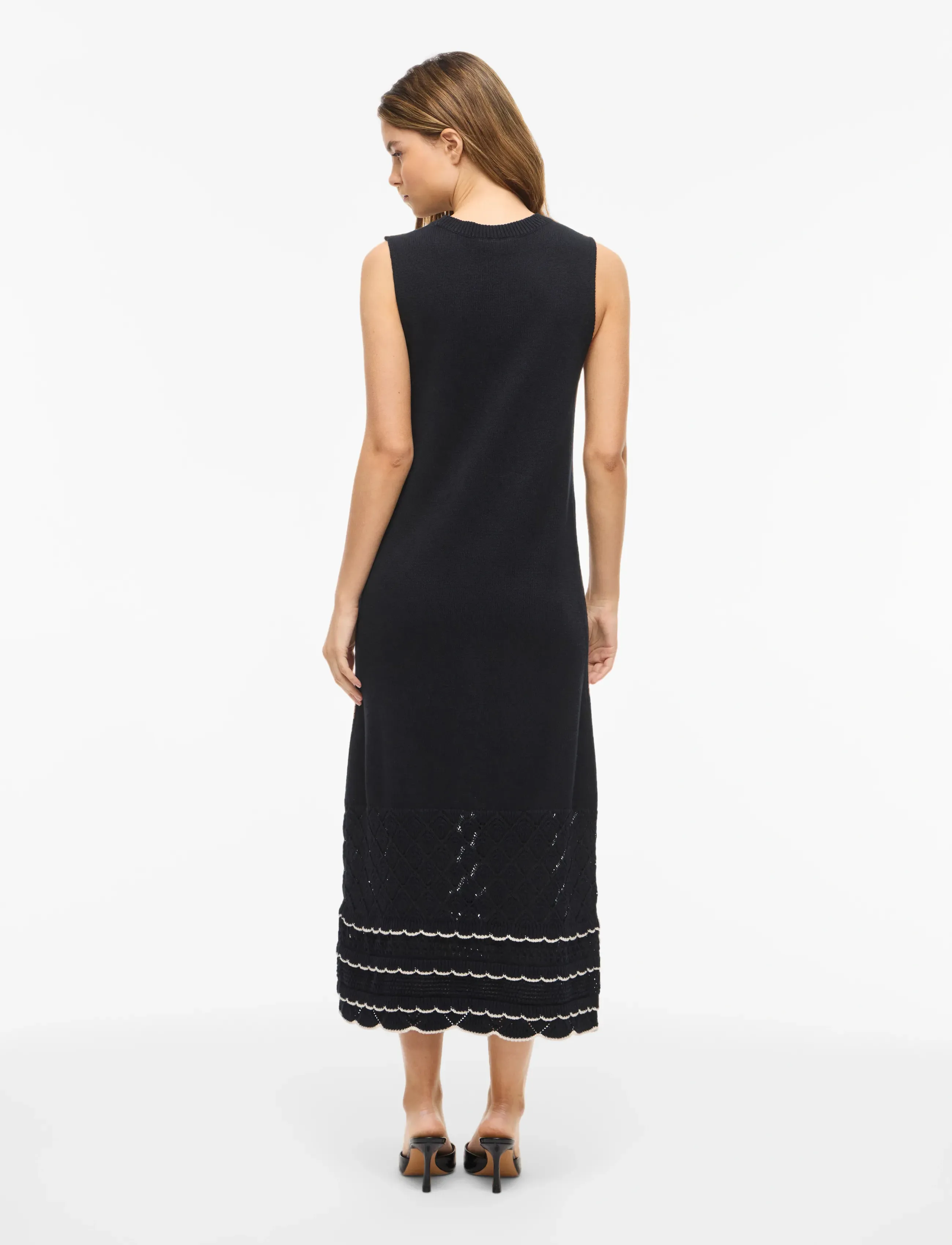 Vila - VIZINNIA S/L DETAIL LONG KNIT DRESS - knitted dresses - black beauty - 3