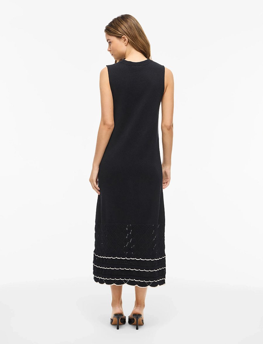 Vila - VIZINNIA S/L DETAIL LONG KNIT DRESS - knitted dresses - black beauty - 3
