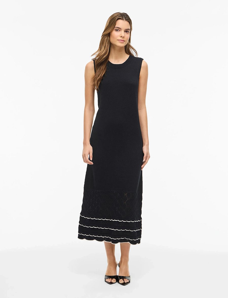 Vila - VIZINNIA S/L DETAIL LONG KNIT DRESS - knitted dresses - black beauty - 4