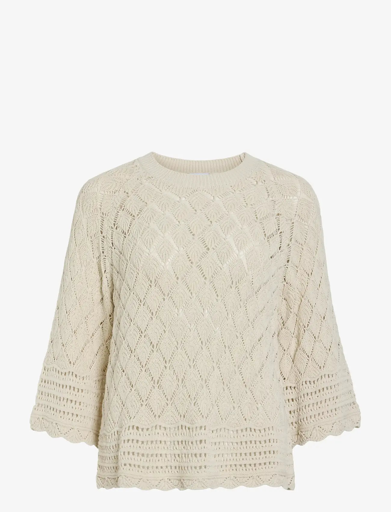 Vila - VIEVIE O-NECK 3/4 KNIT TOP - striktrøjer - birch - 1