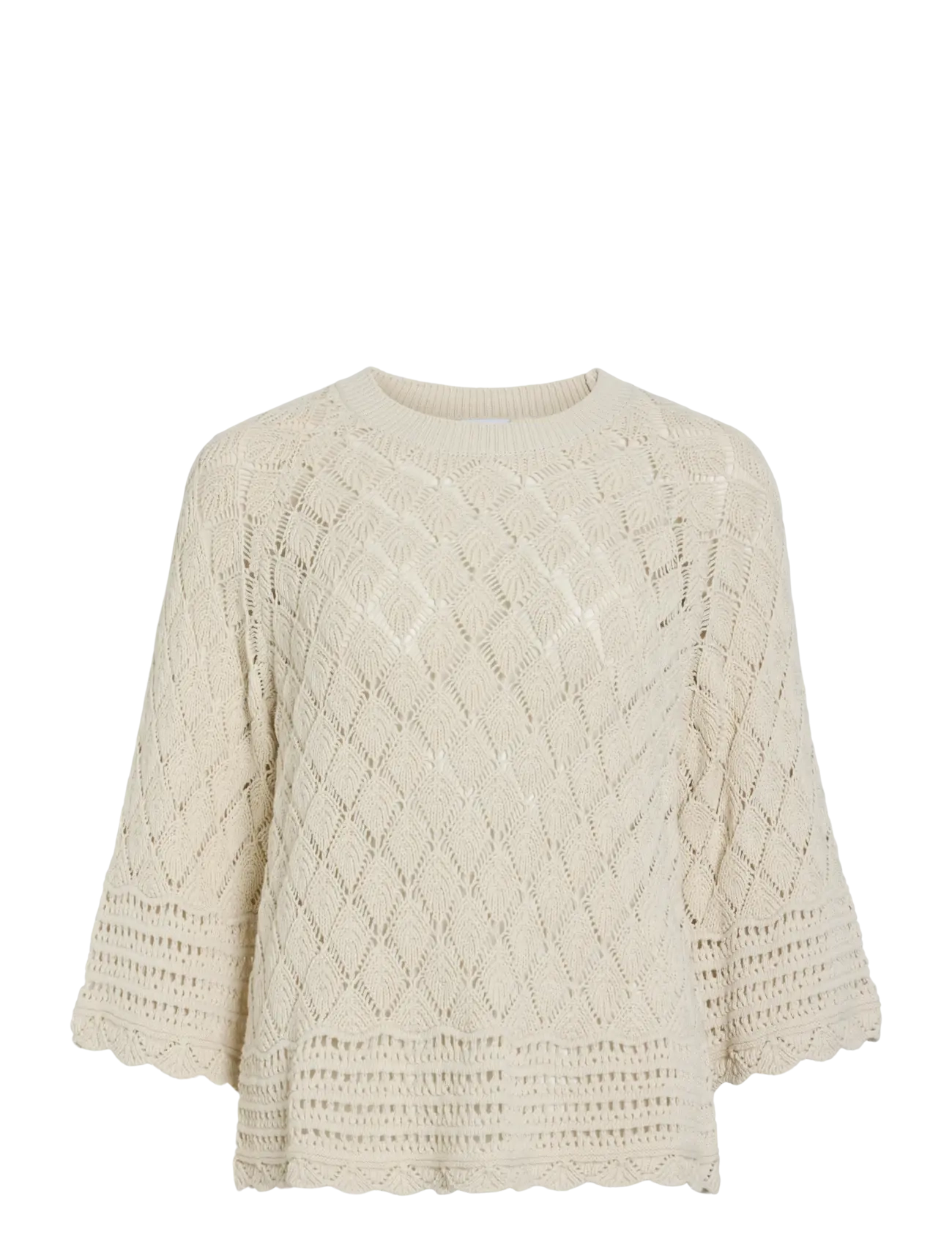 Vila VIEVIE O-NECK 3/4 KNIT TOP - Stickat - BIRCH / beige