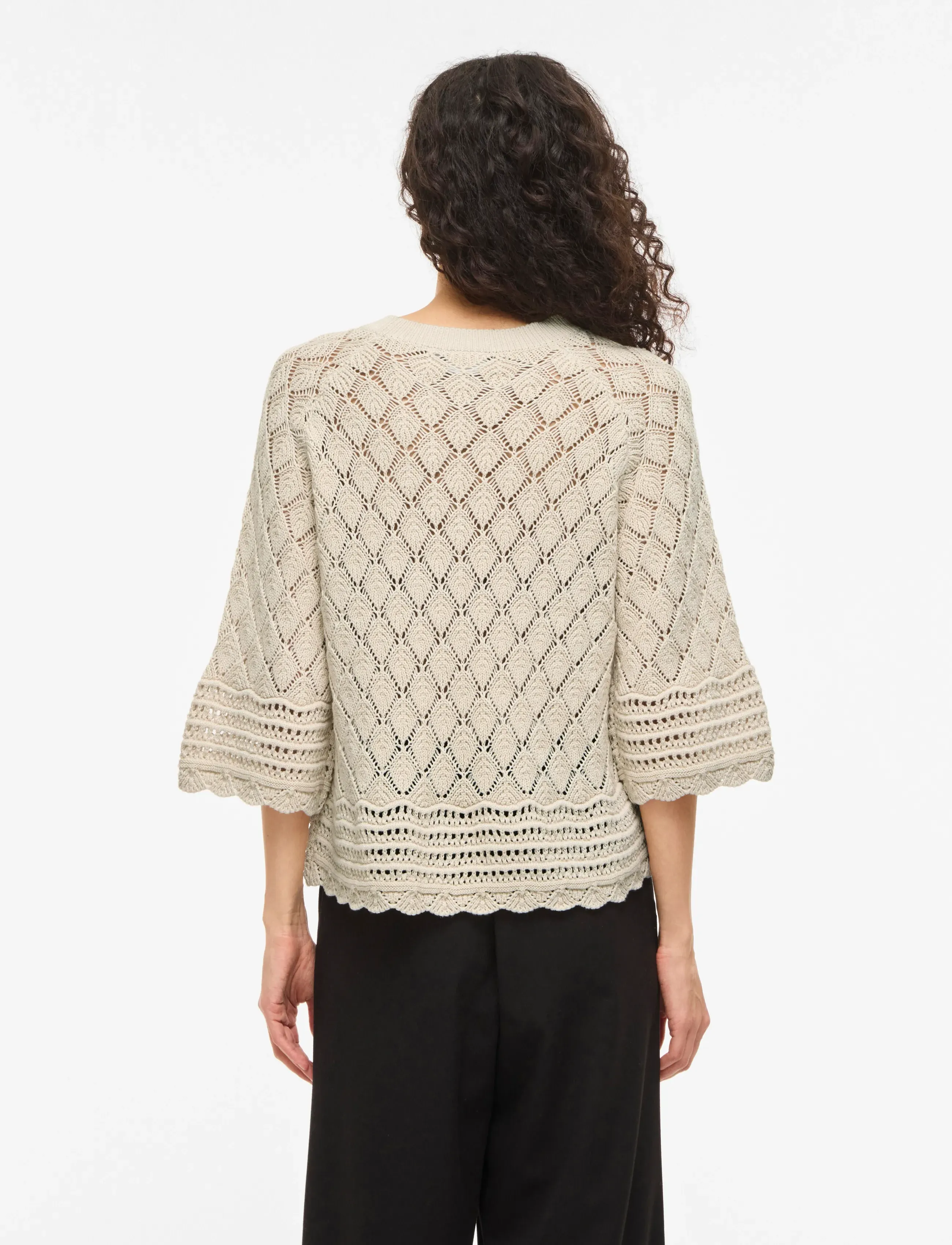 Vila - VIEVIE O-NECK 3/4 KNIT TOP - sviitrid - birch - 3