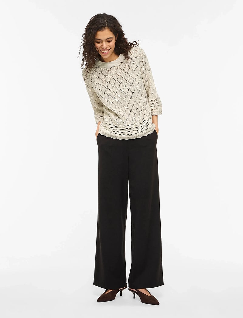 Vila - VIEVIE O-NECK 3/4 KNIT TOP - pullover - birch - 4