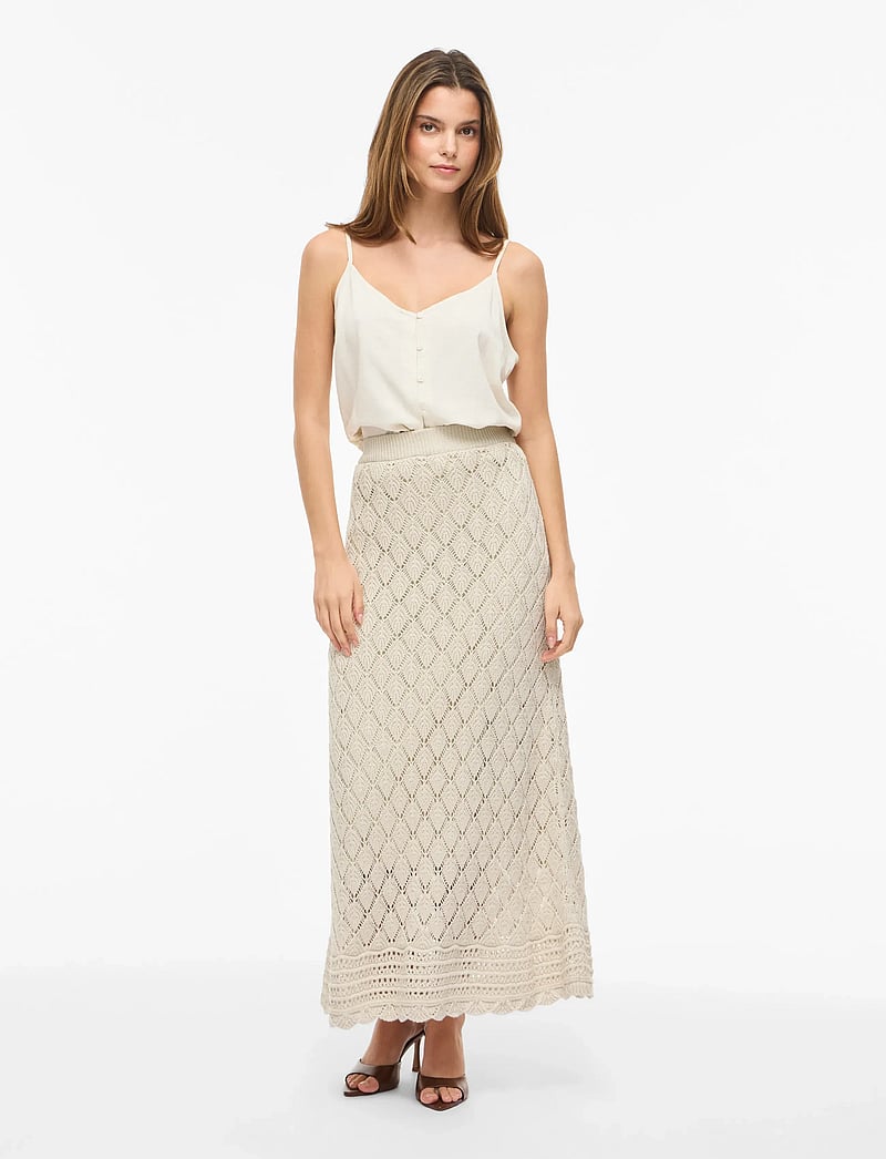 Vila - VIEVIE HW ANKLE A-LINE KNIT SKIRT - knitted skirts - birch - 4