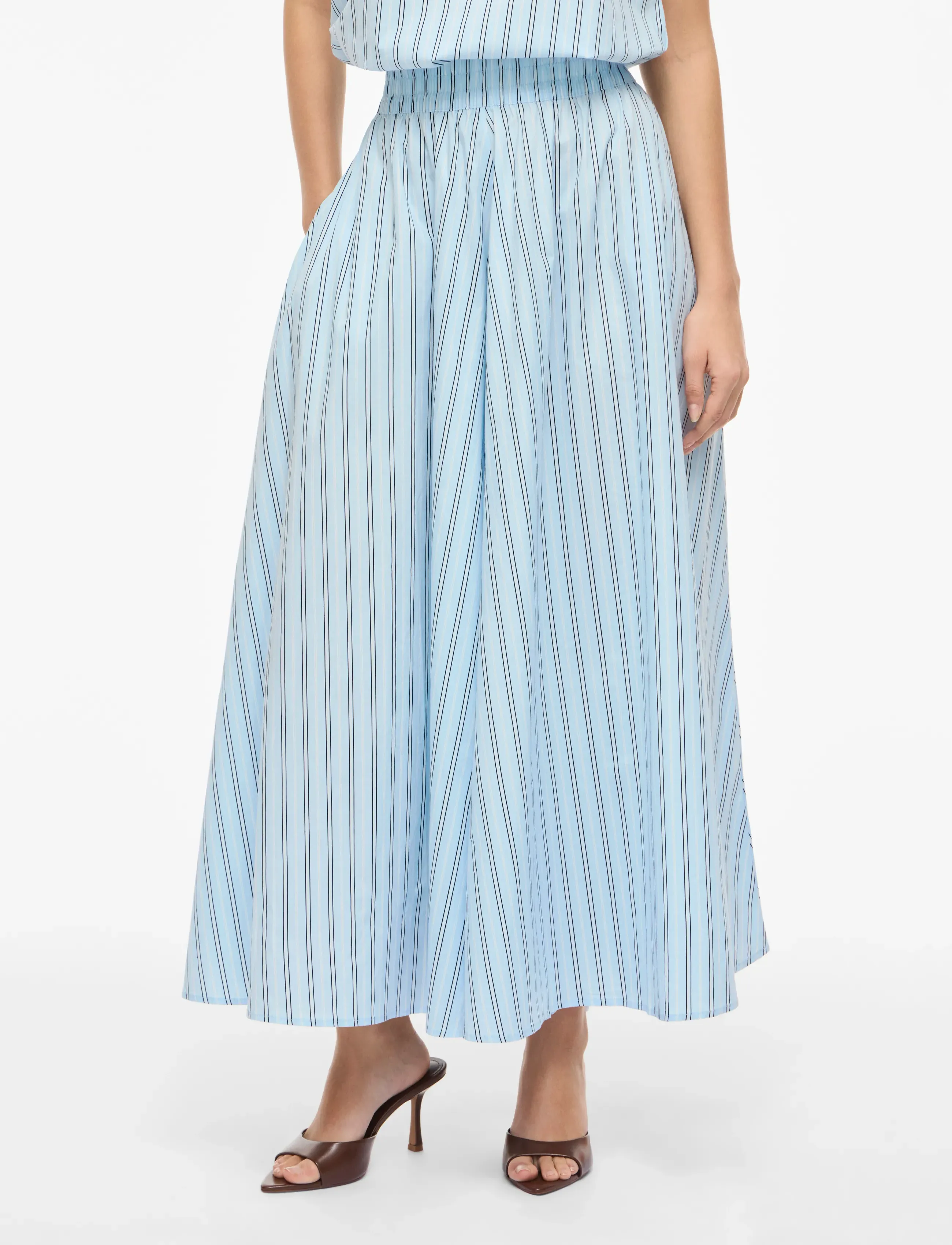 Vila VIVALENCIA HW ANKLE SKIRT/1 - Maxi Röcke - NANTUCKET BREEZE / blue