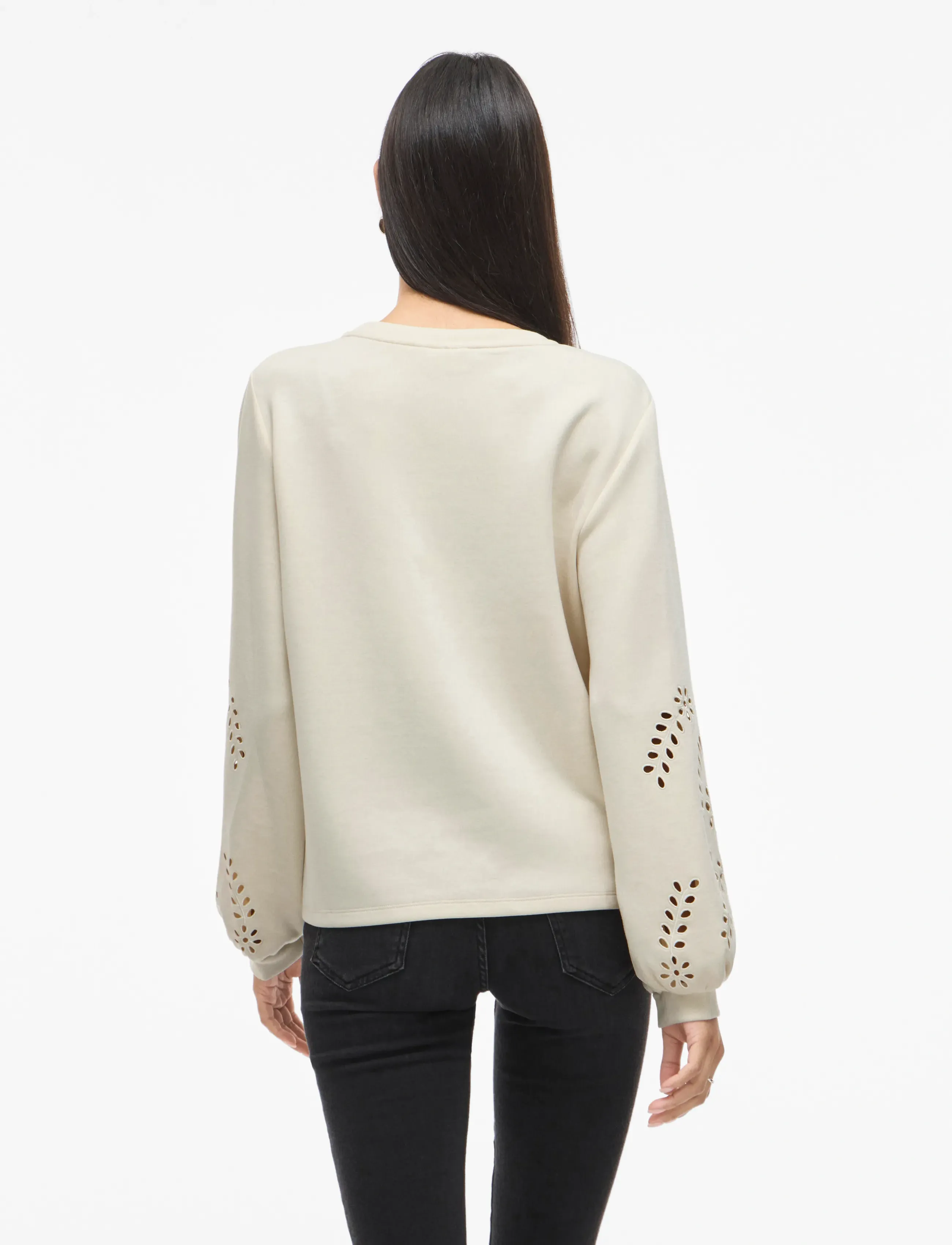 Vila - VISANDY L/S DETAIL SWEAT TOP - NOOS - sweatshirts - birch - 3