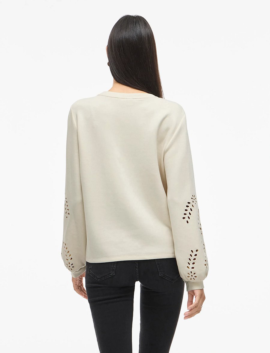 Vila - VISANDY L/S DETAIL SWEAT TOP - NOOS - everyday style - birch - 3