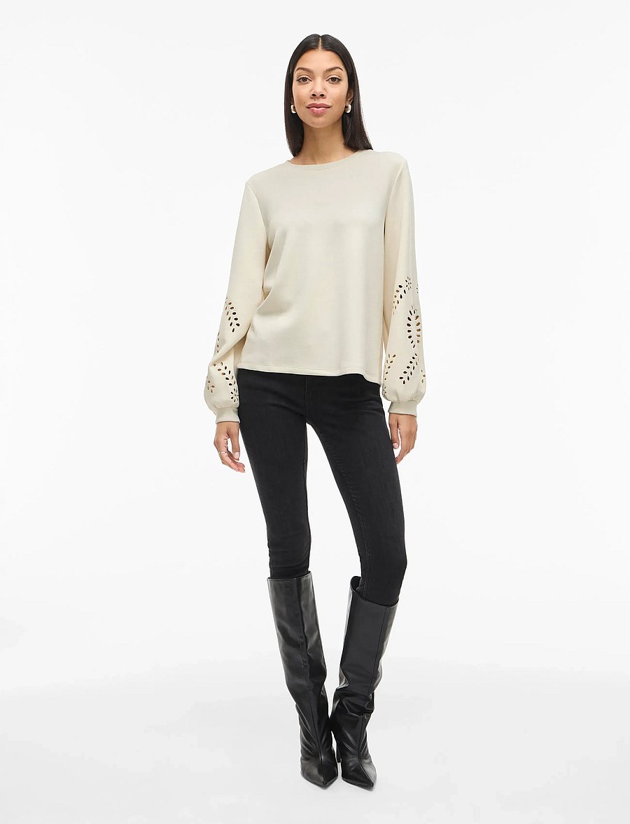 Vila - VISANDY L/S DETAIL SWEAT TOP - NOOS - everyday style - birch - 4