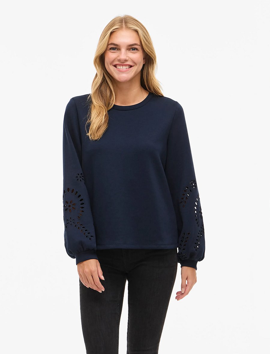 Vila - VISANDY L/S DETAIL SWEAT TOP - NOOS - igapäevane stiil - navy blazer - 0