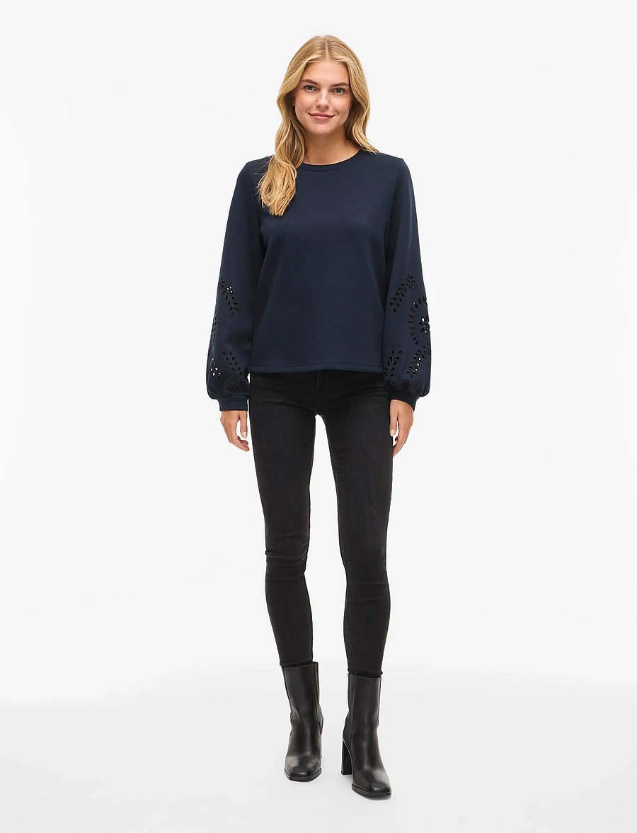 Vila - VISANDY L/S DETAIL SWEAT TOP - NOOS - igapäevane stiil - navy blazer - 4