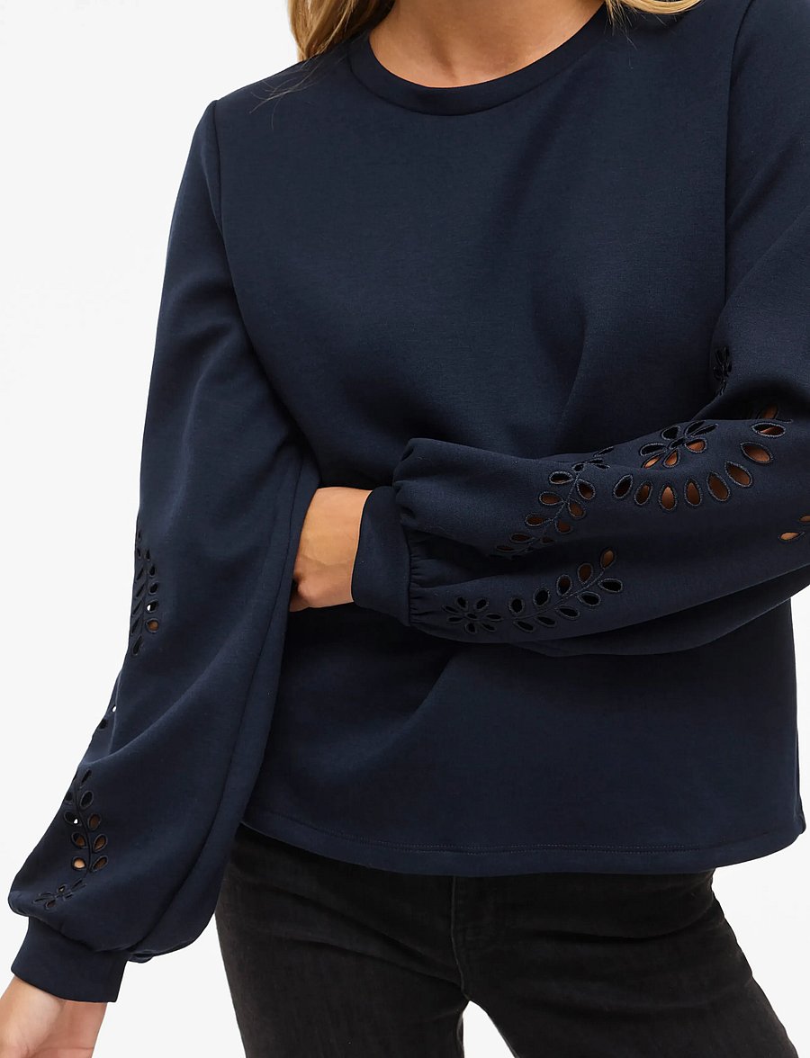 Vila - VISANDY L/S DETAIL SWEAT TOP - NOOS - igapäevane stiil - navy blazer - 5