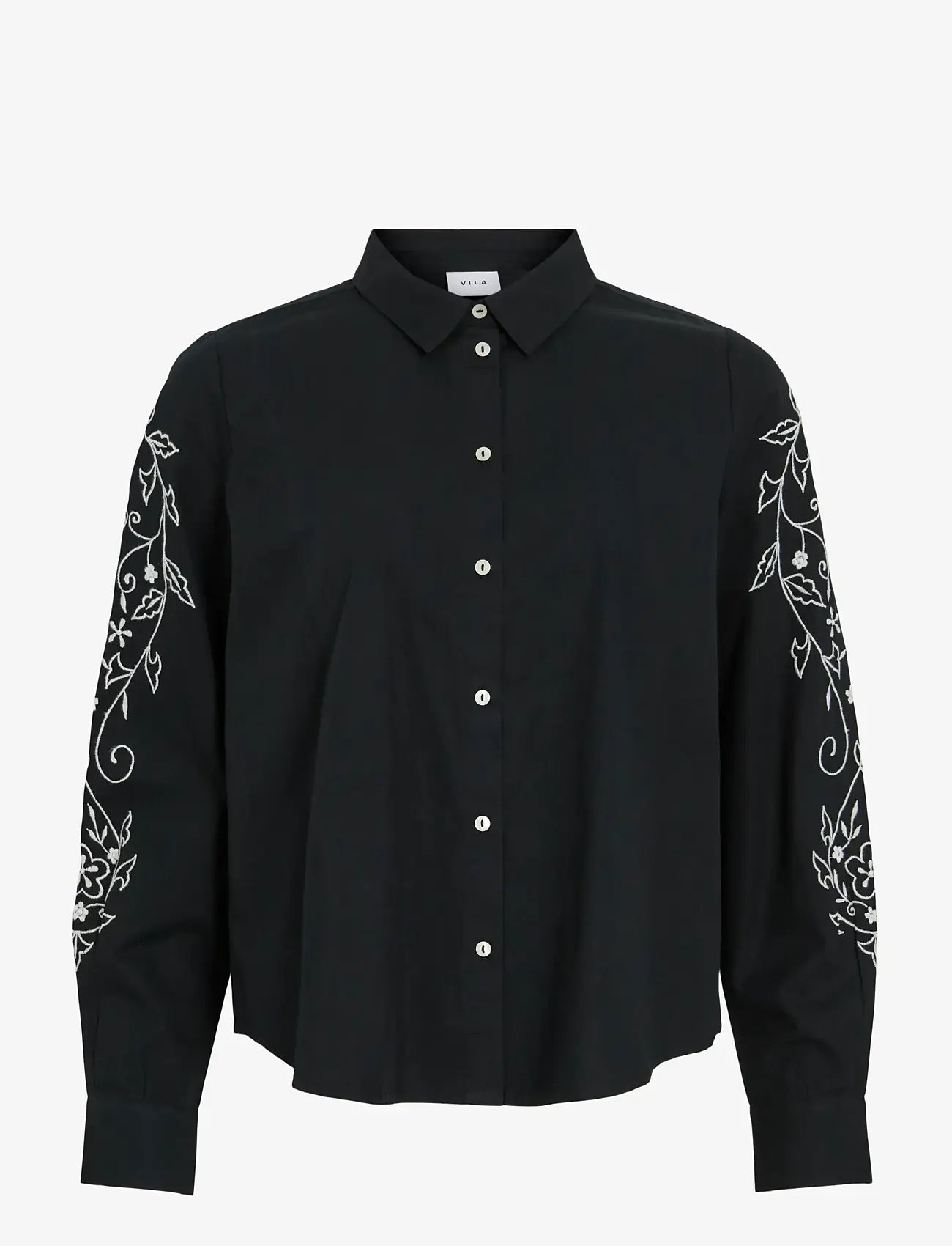 Vila - VIFELICE L/S EMBROIDERY SHIRT - pikkade varrukatega särgid - black - 1