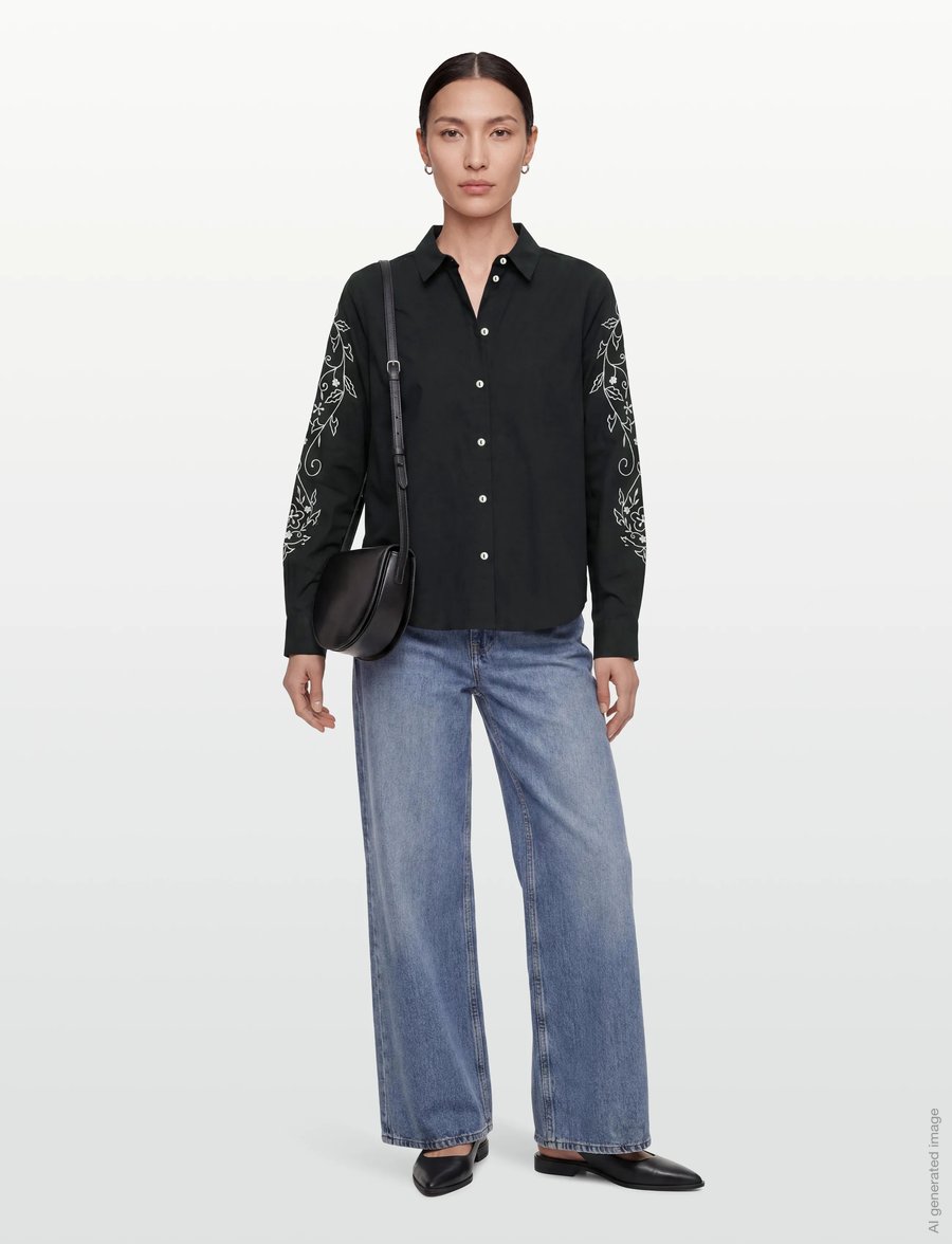 Vila - VIFELICE L/S EMBROIDERY SHIRT - chemises à manches longues - black - 0