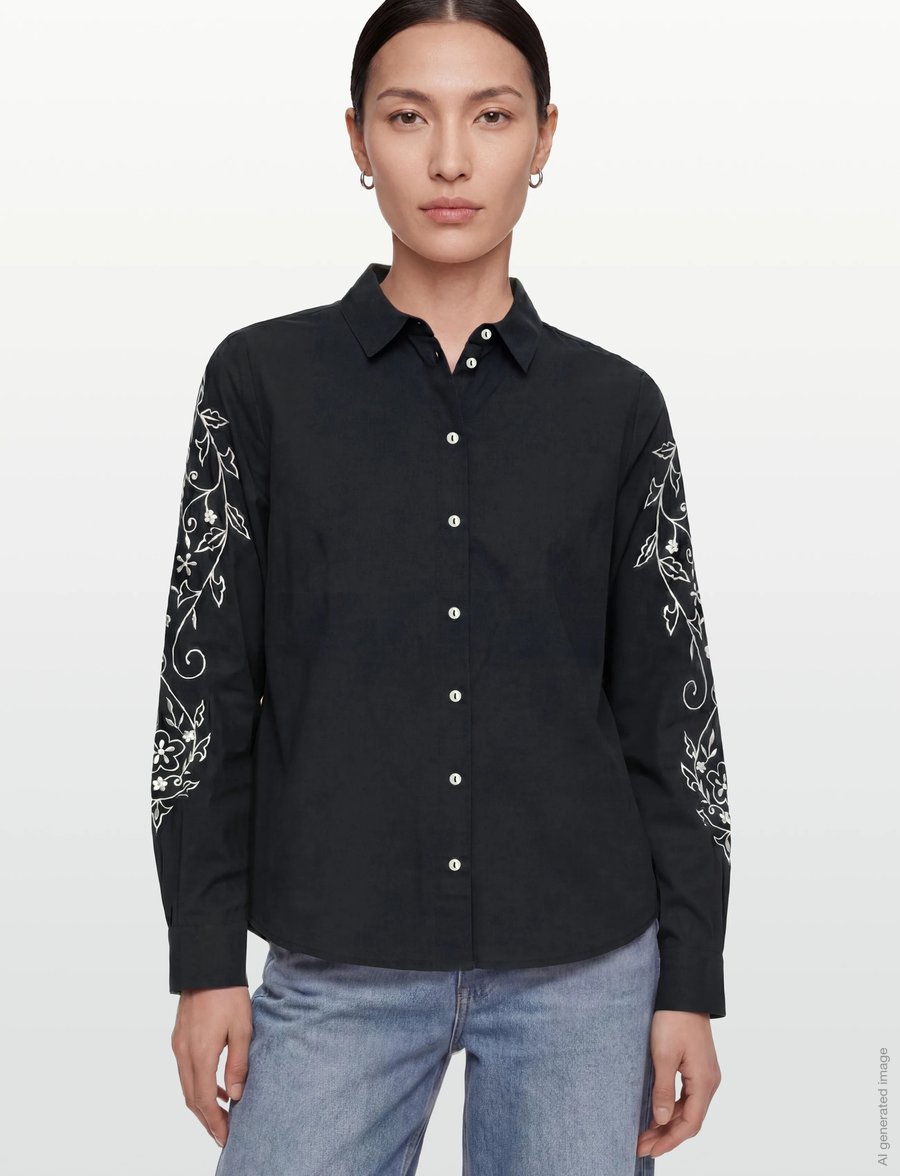 Vila - VIFELICE L/S EMBROIDERY SHIRT - chemises à manches longues - black - 3